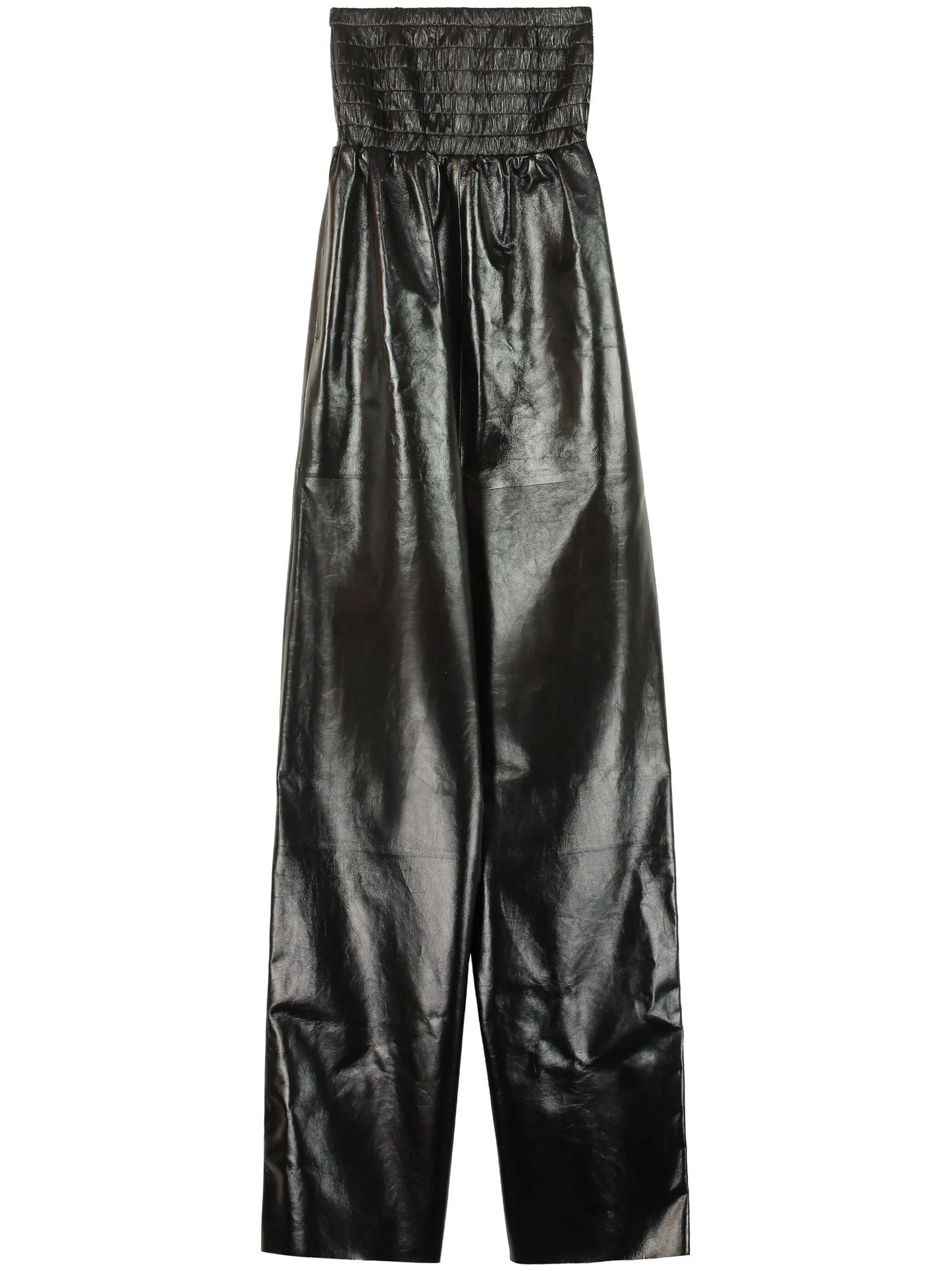 strapless leather jumpsuit