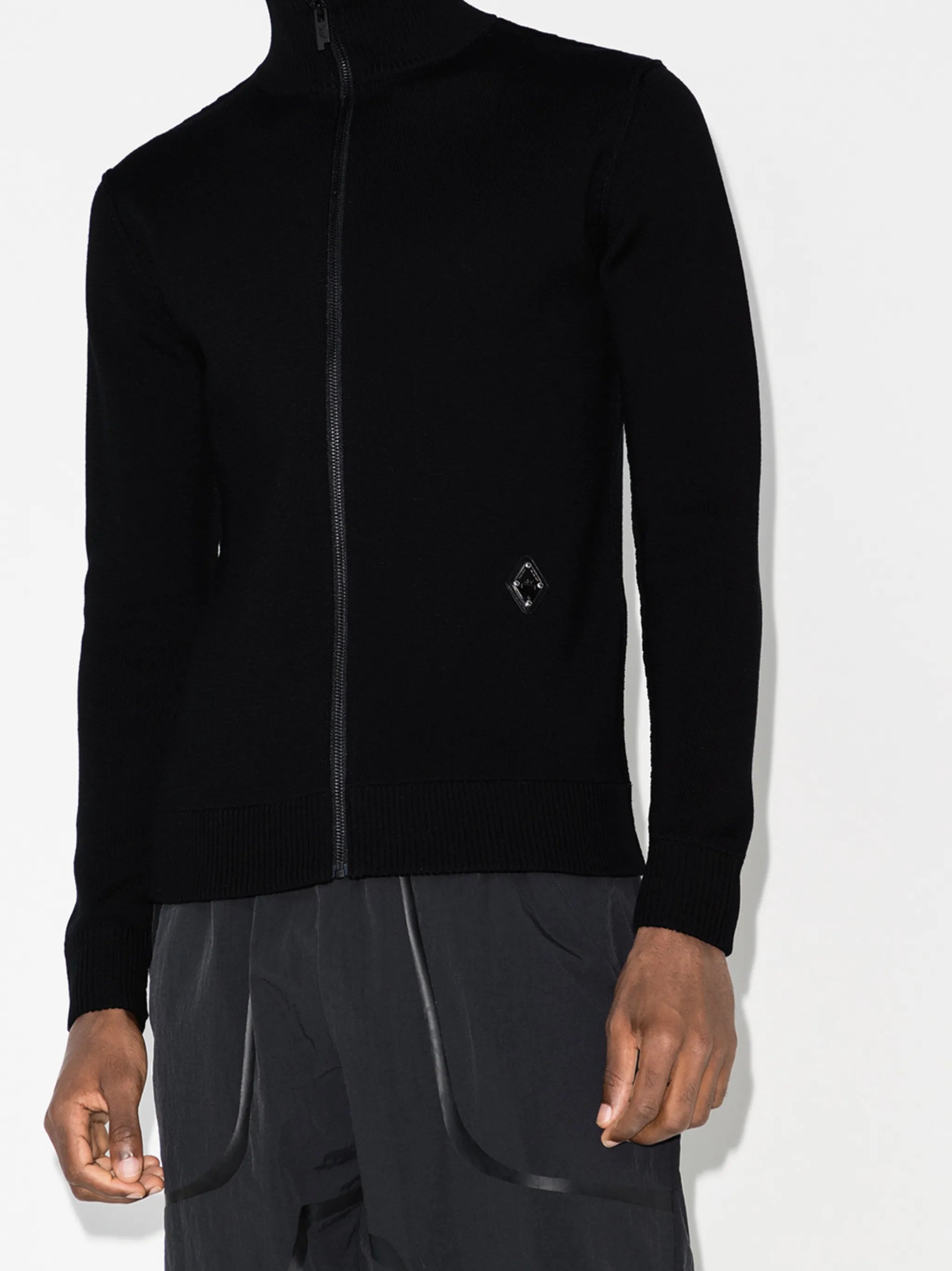 high-neck front-zip jumper