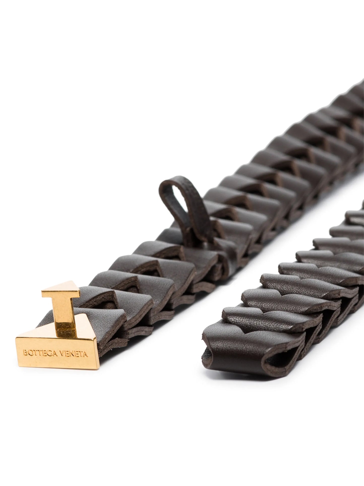 chevron-effect leather belt