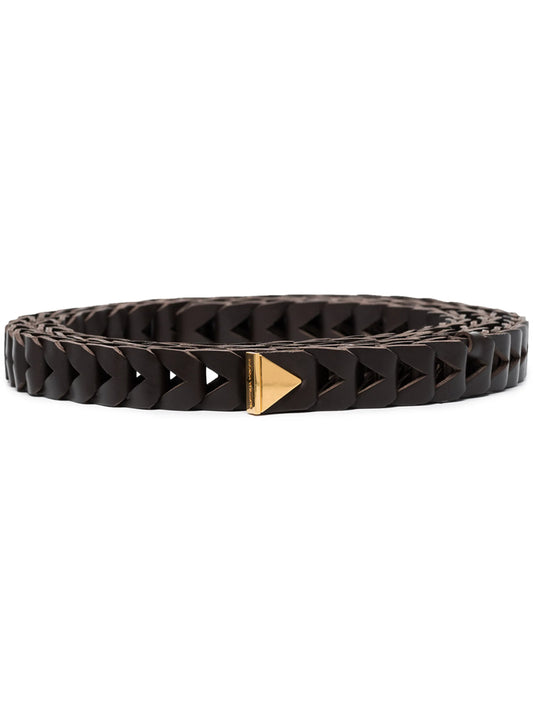 chevron-effect leather belt