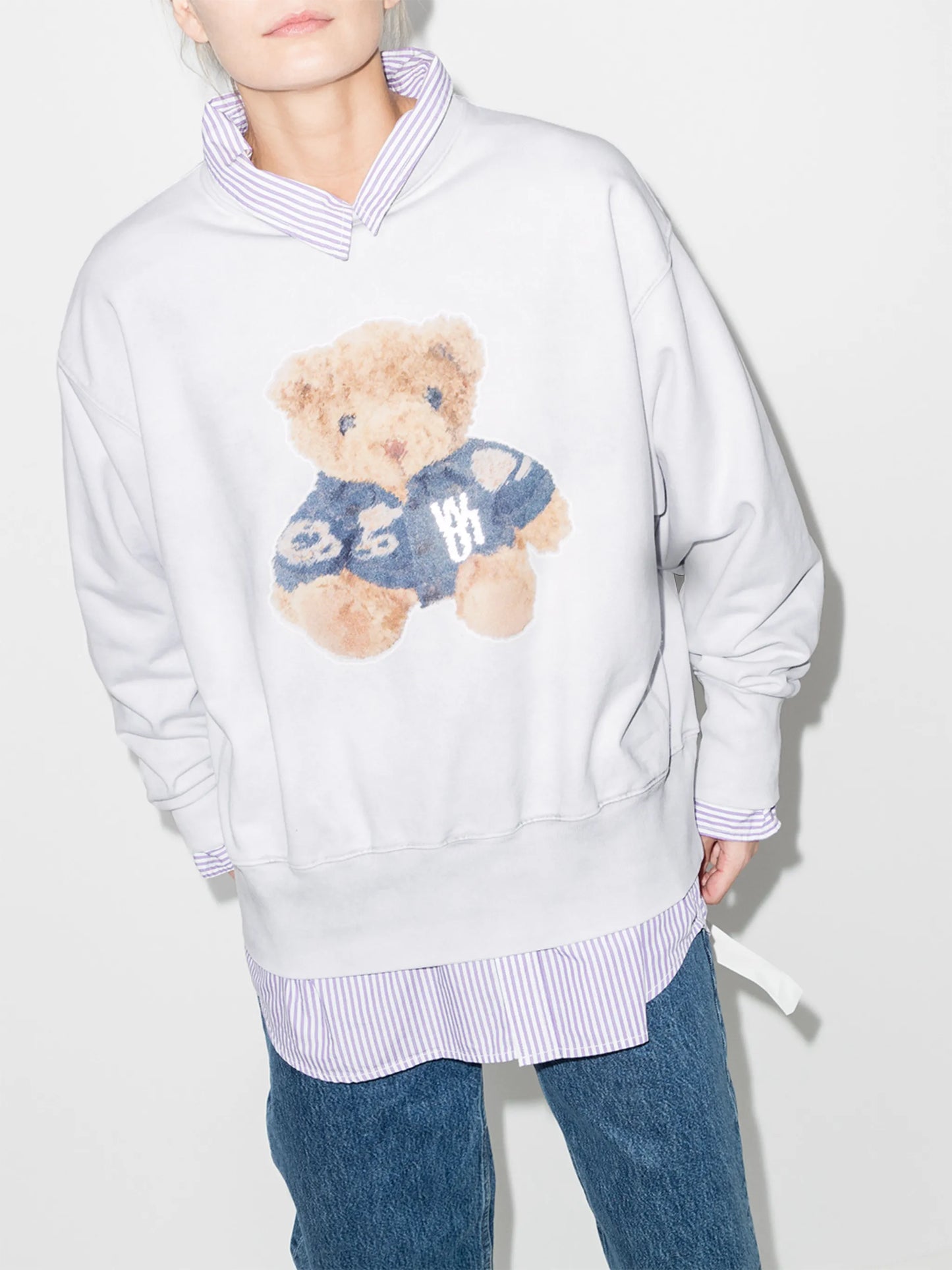 Teddy-print cotton sweatshirt