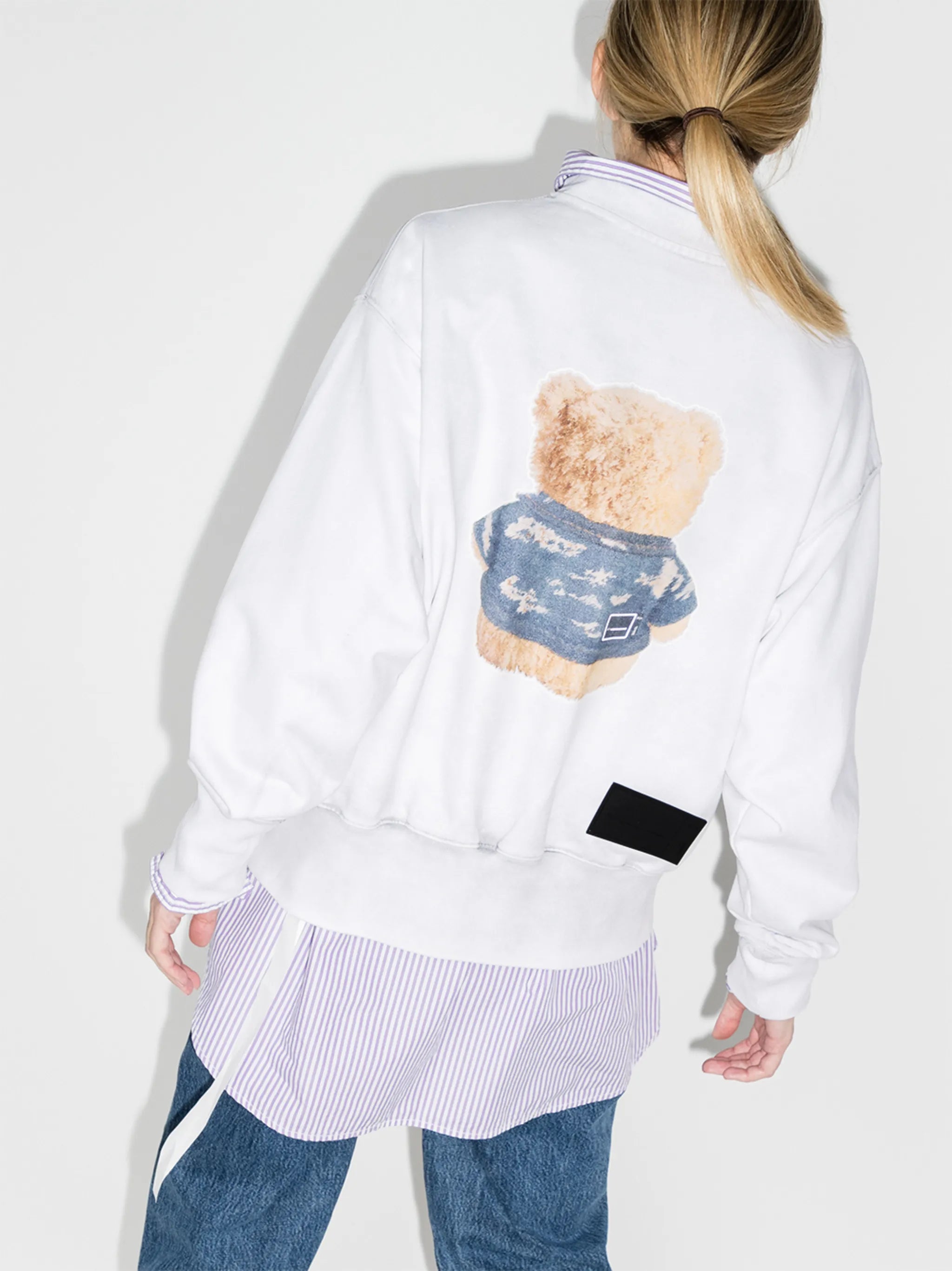 Teddy-print cotton sweatshirt