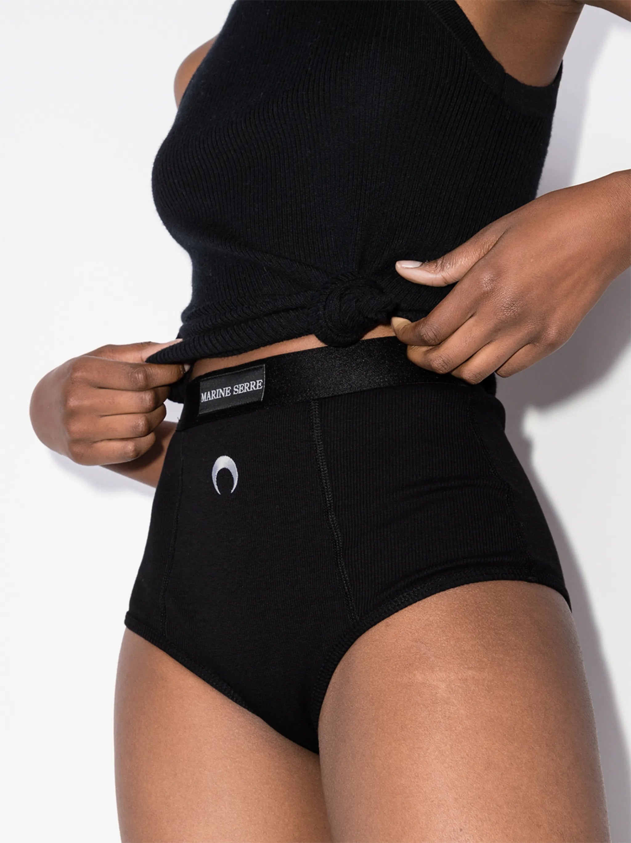 embroidered logo ribbed briefs