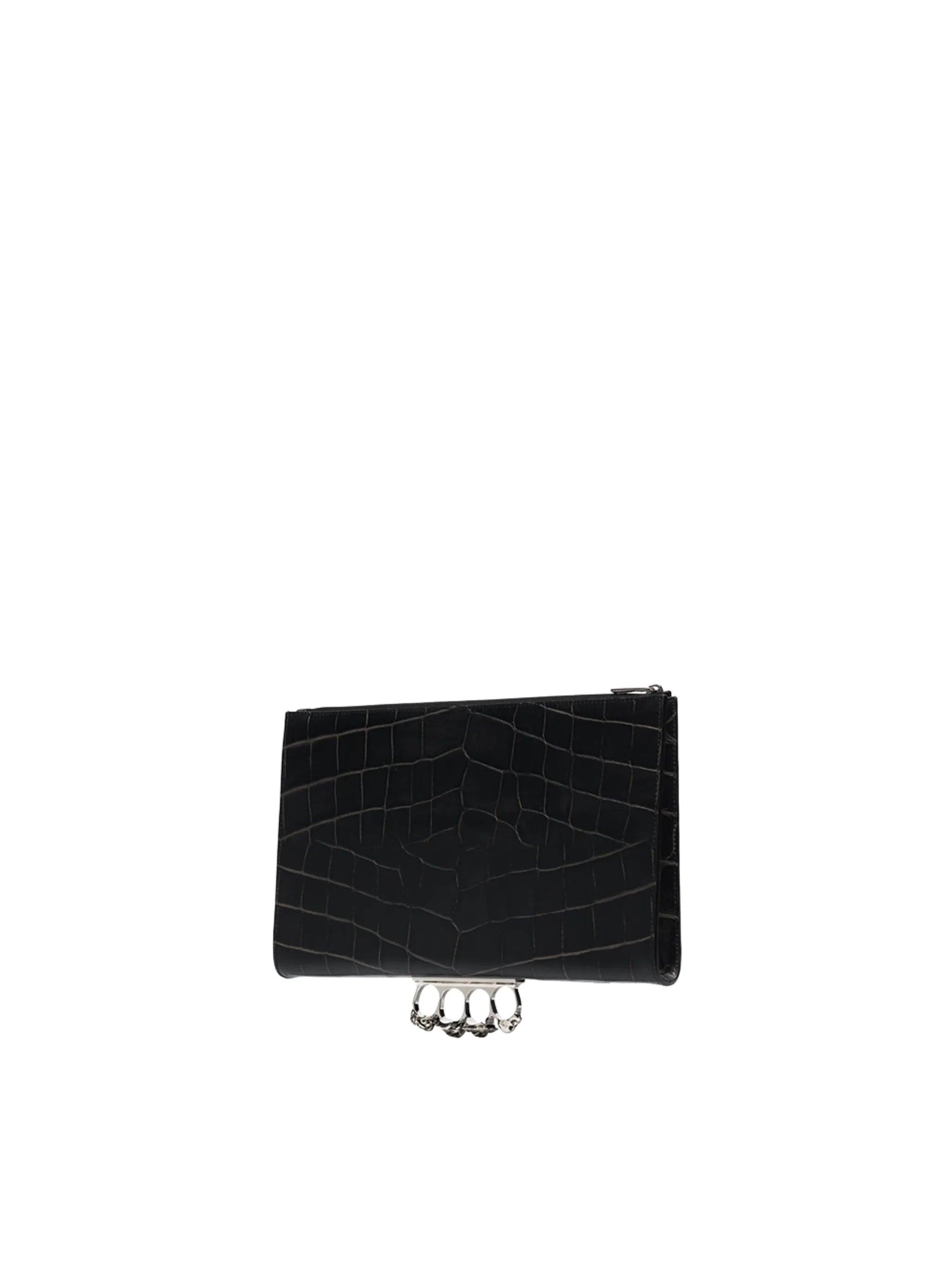 Four Ring crocodile-embossed clutch bag