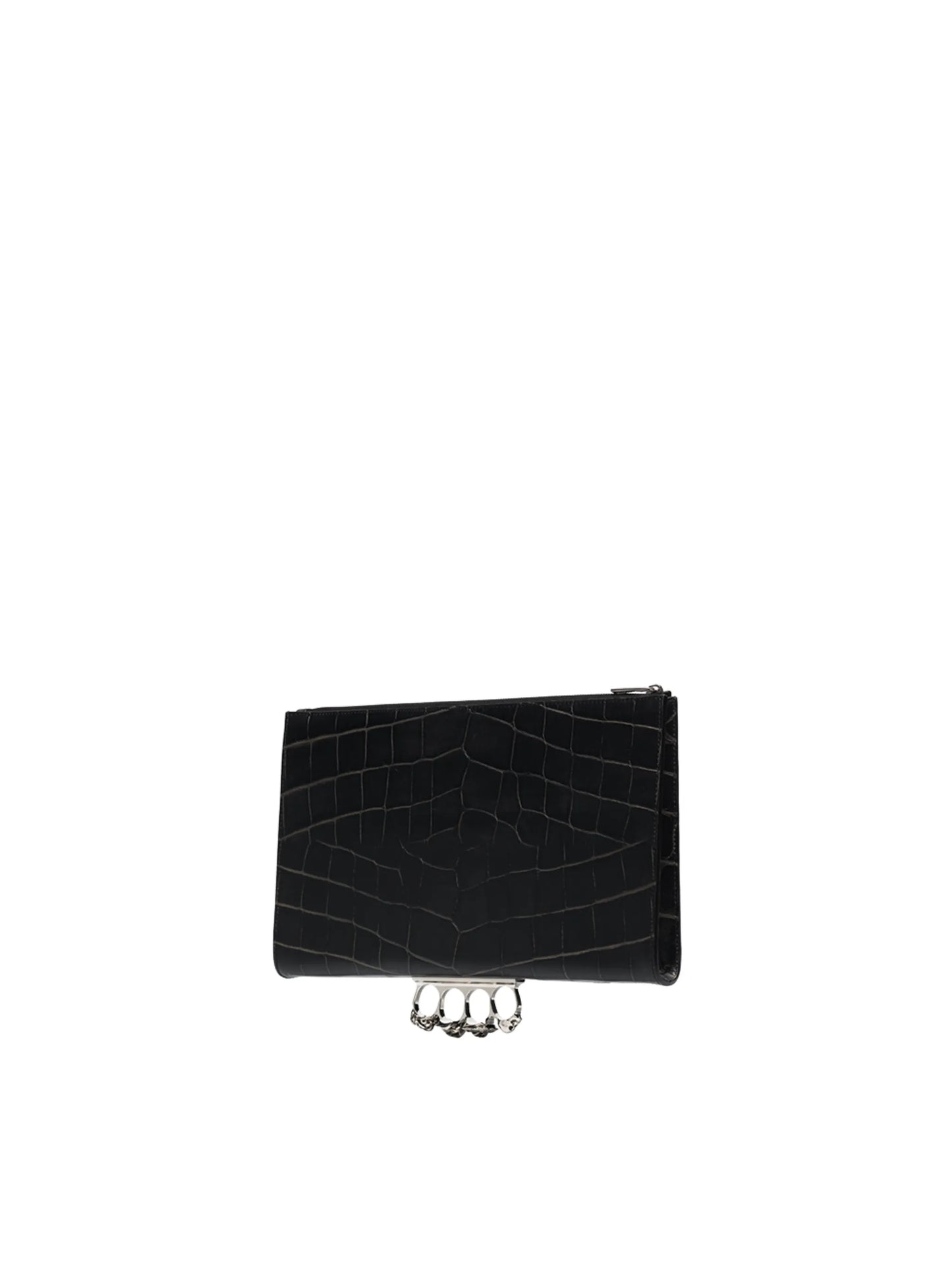 Four Ring crocodile-embossed clutch bag