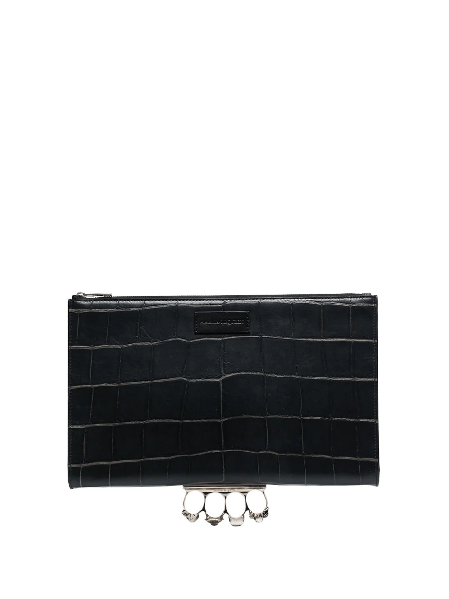 Four Ring crocodile-embossed clutch bag