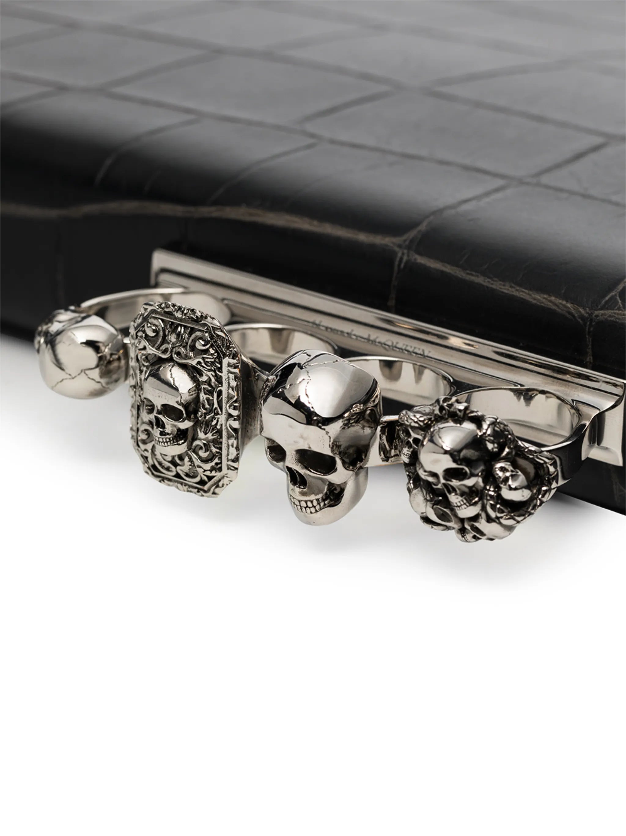 Four Ring crocodile-embossed clutch bag