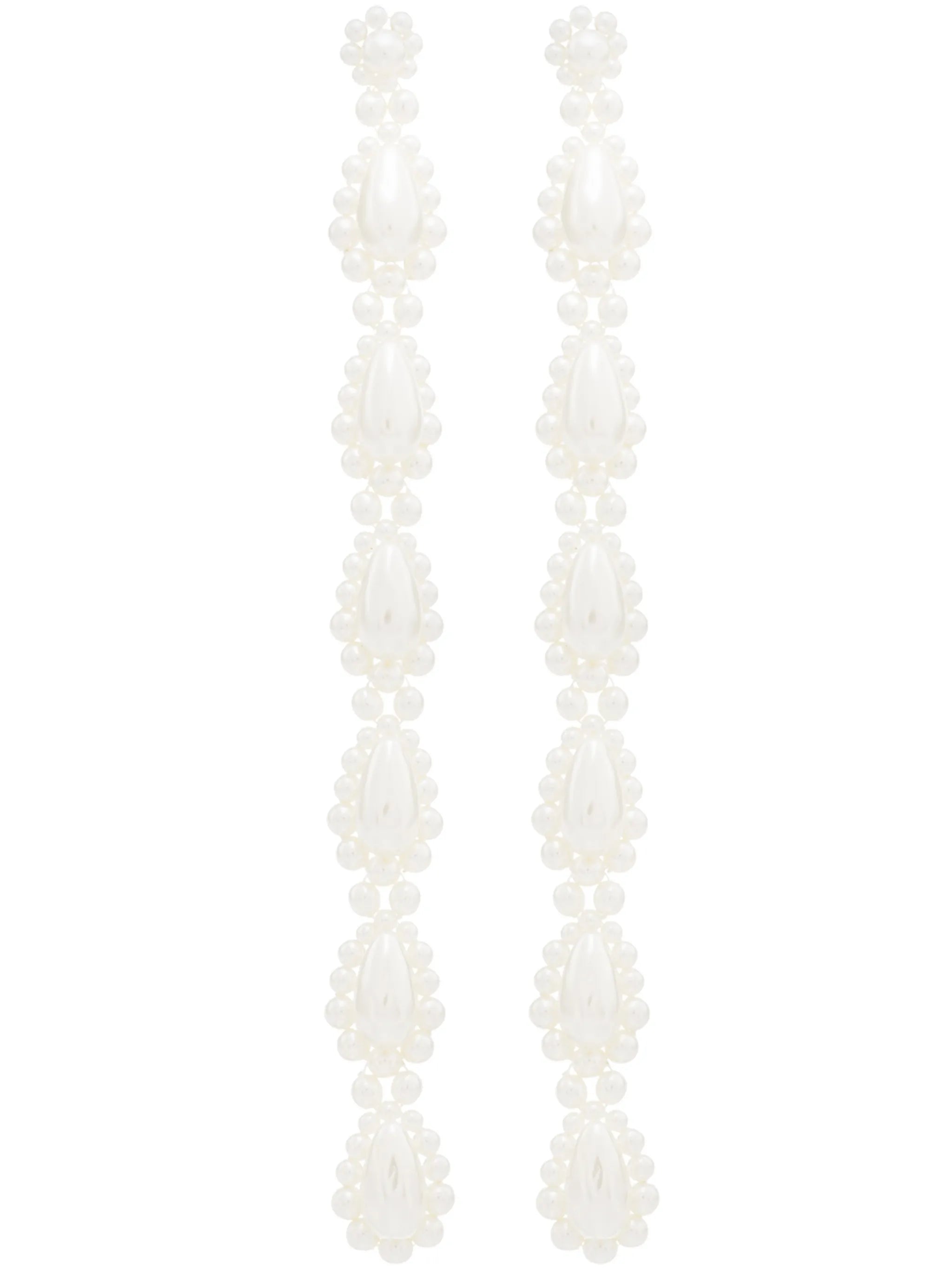 pearl drop long earrings