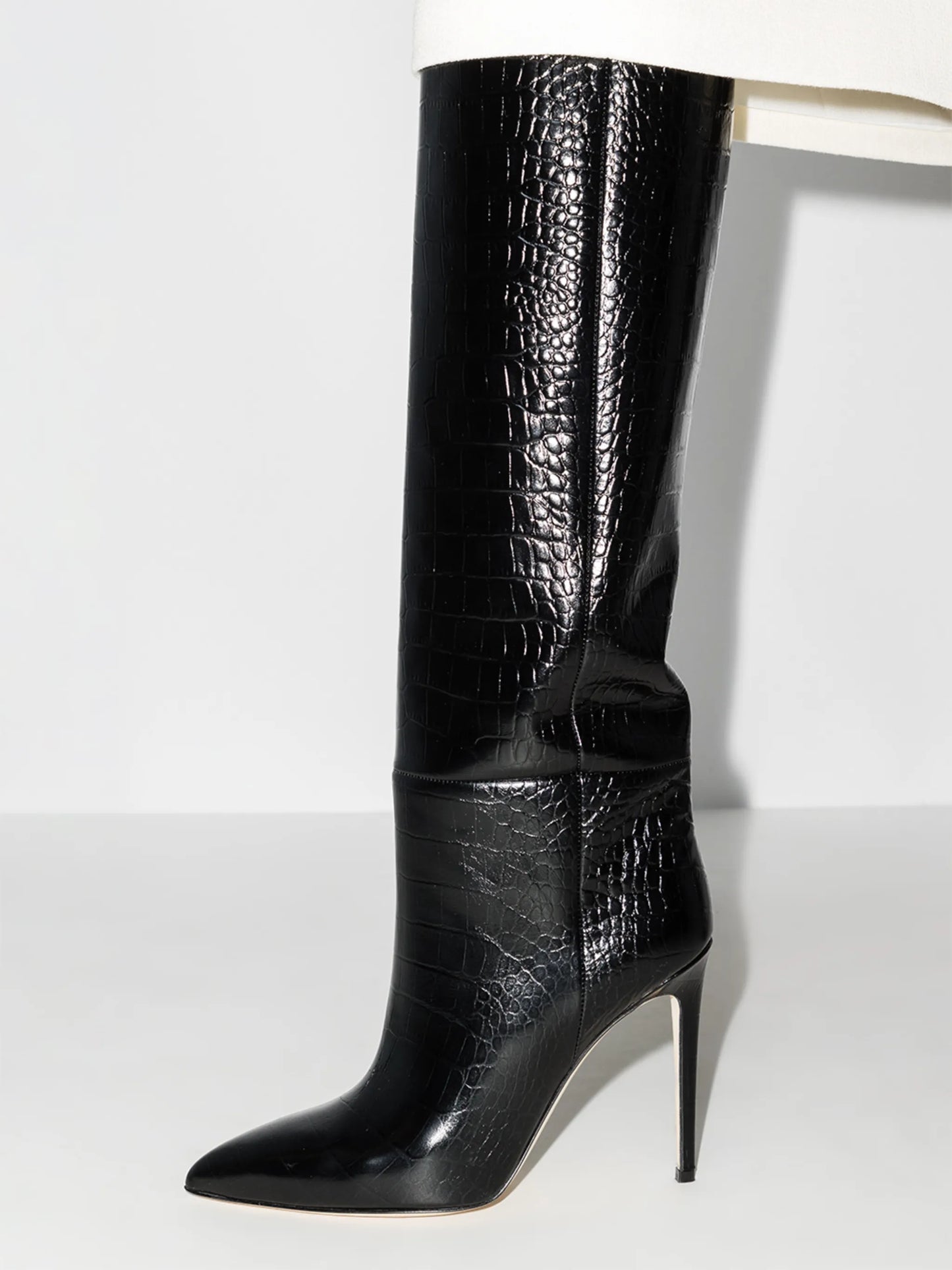 crocodile-effect 105mm knee-high boots