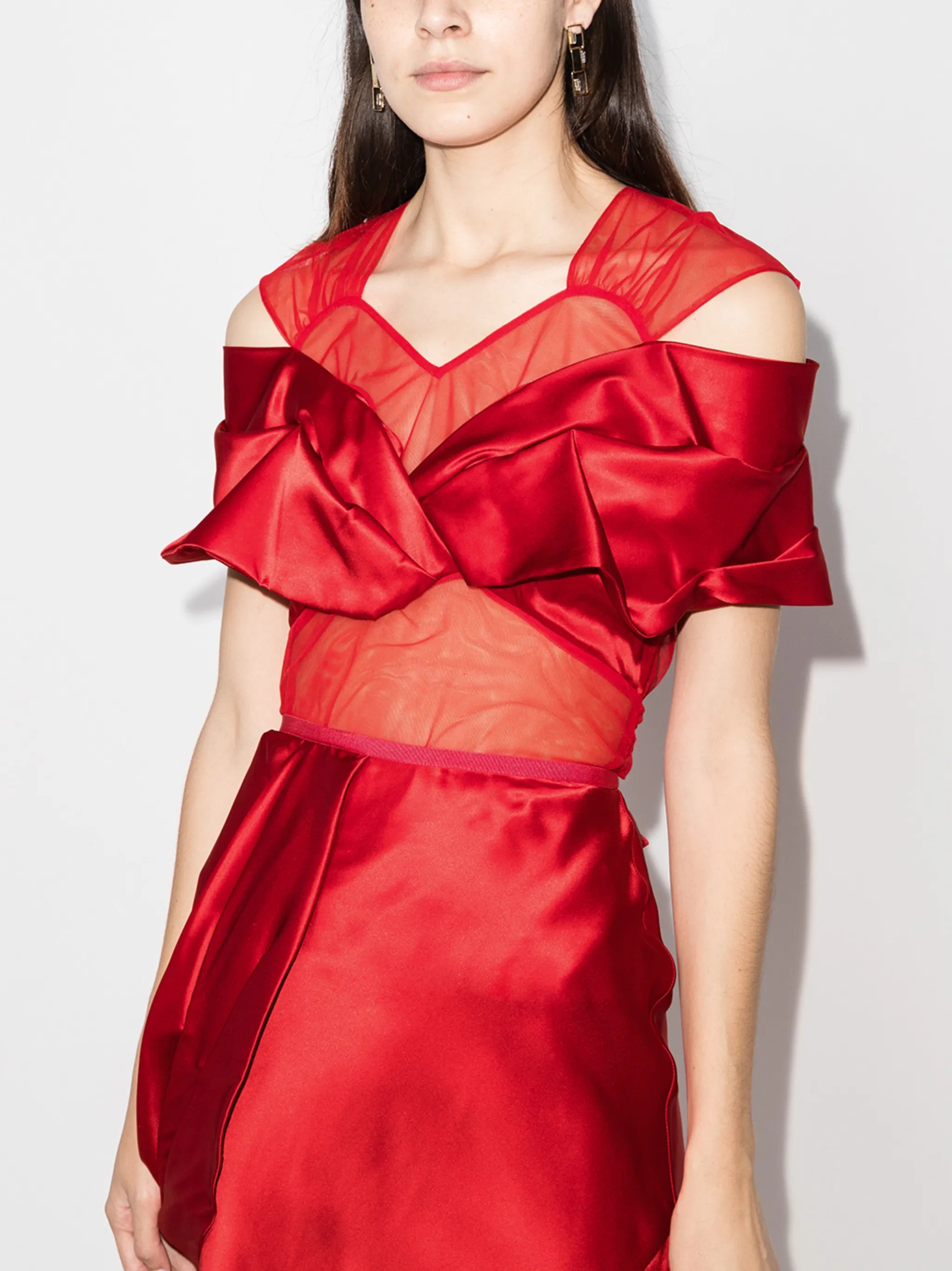 x Browns 50 twist-front silk and tulle blouse