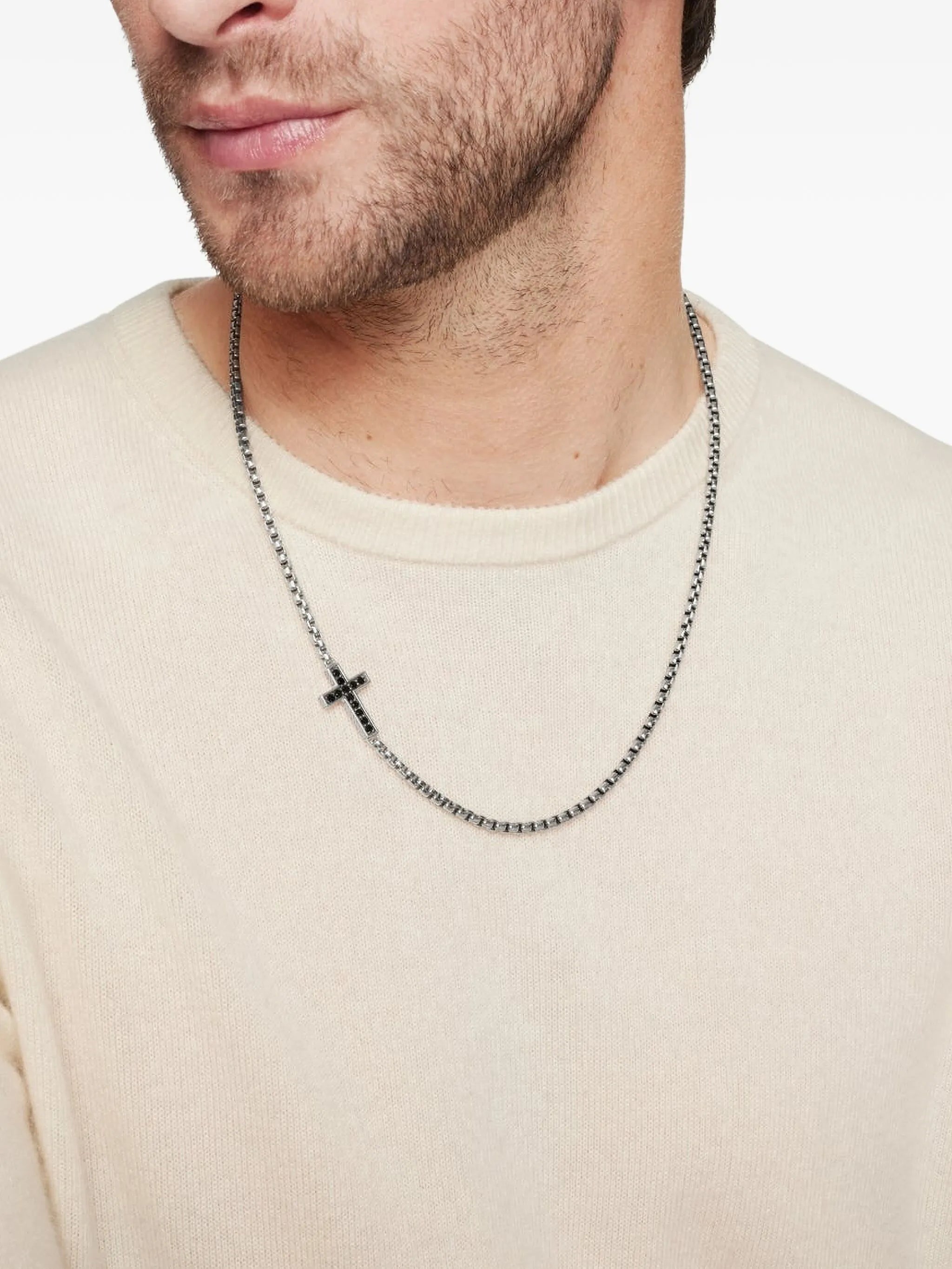 sideways cross station necklace