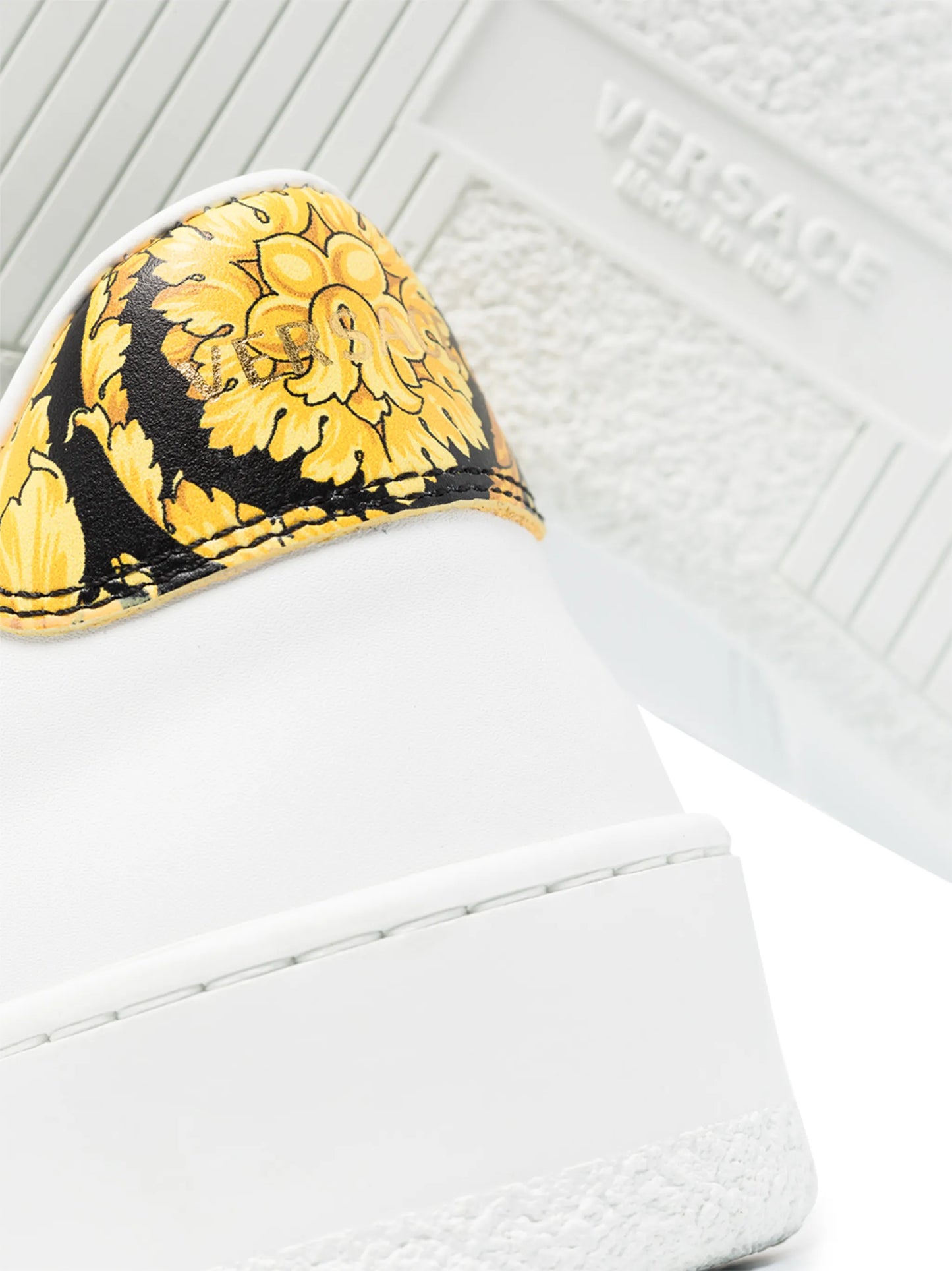 baroque-print leather sneakers