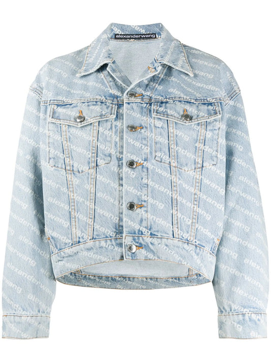 Falling Back logo-print denim jacket