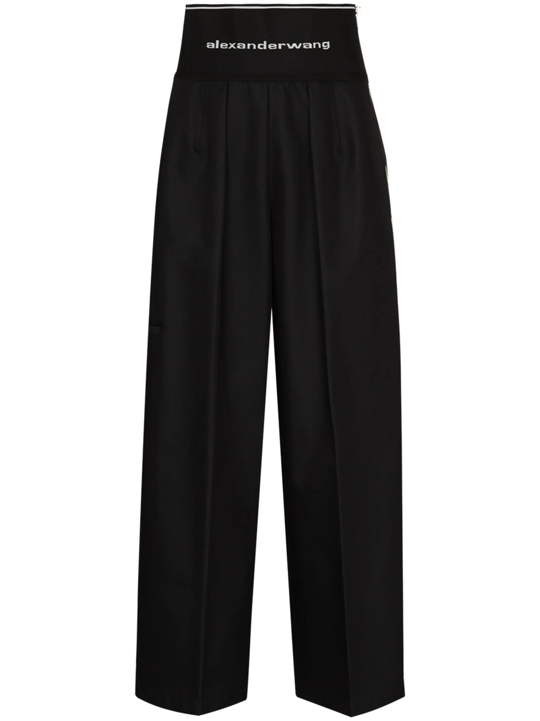 logo-waist wide-leg trousers