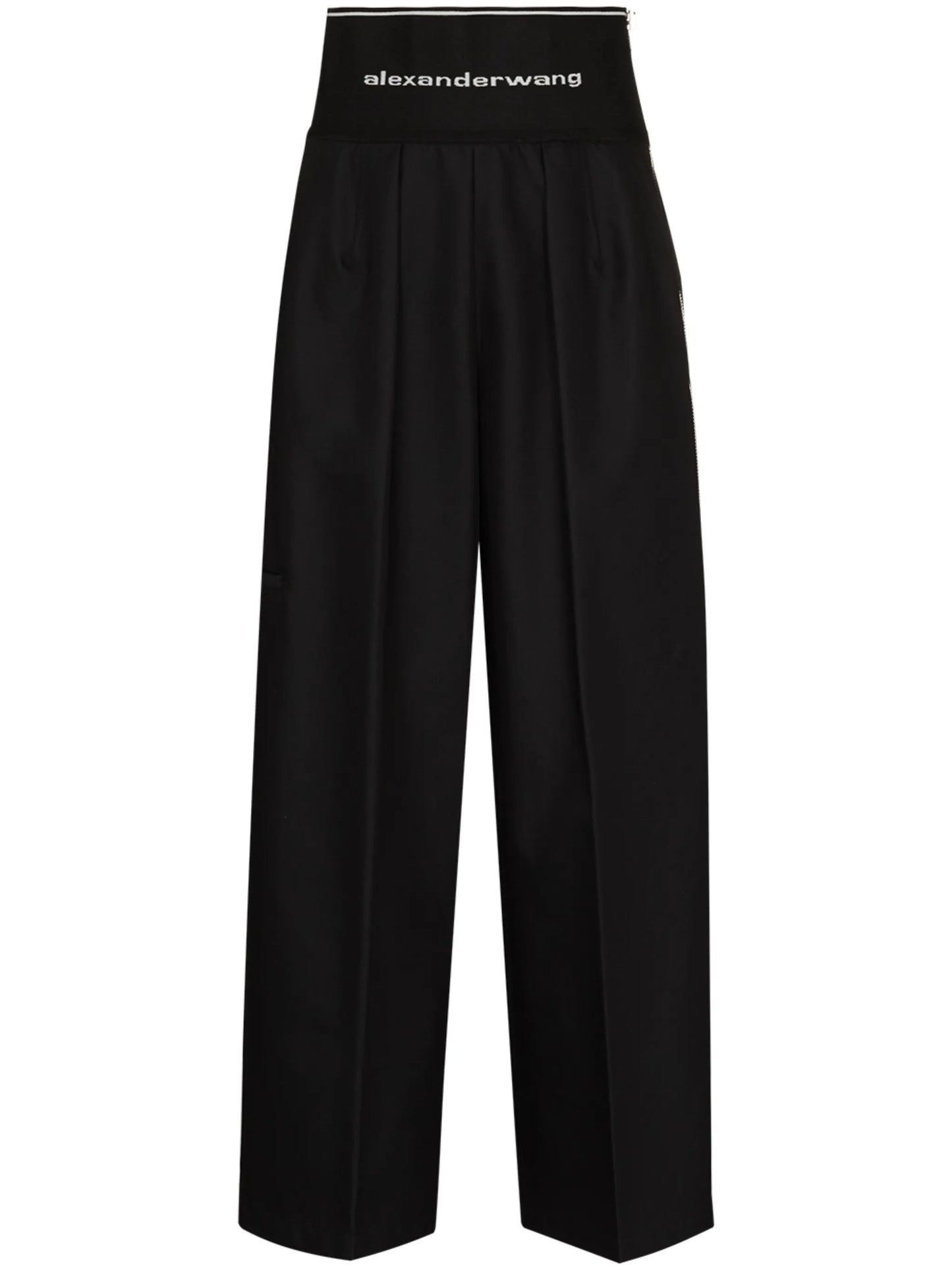 logo-waist wide-leg trousers