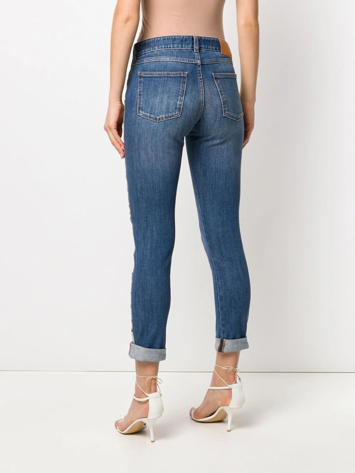 logo-stripe cropped jeans