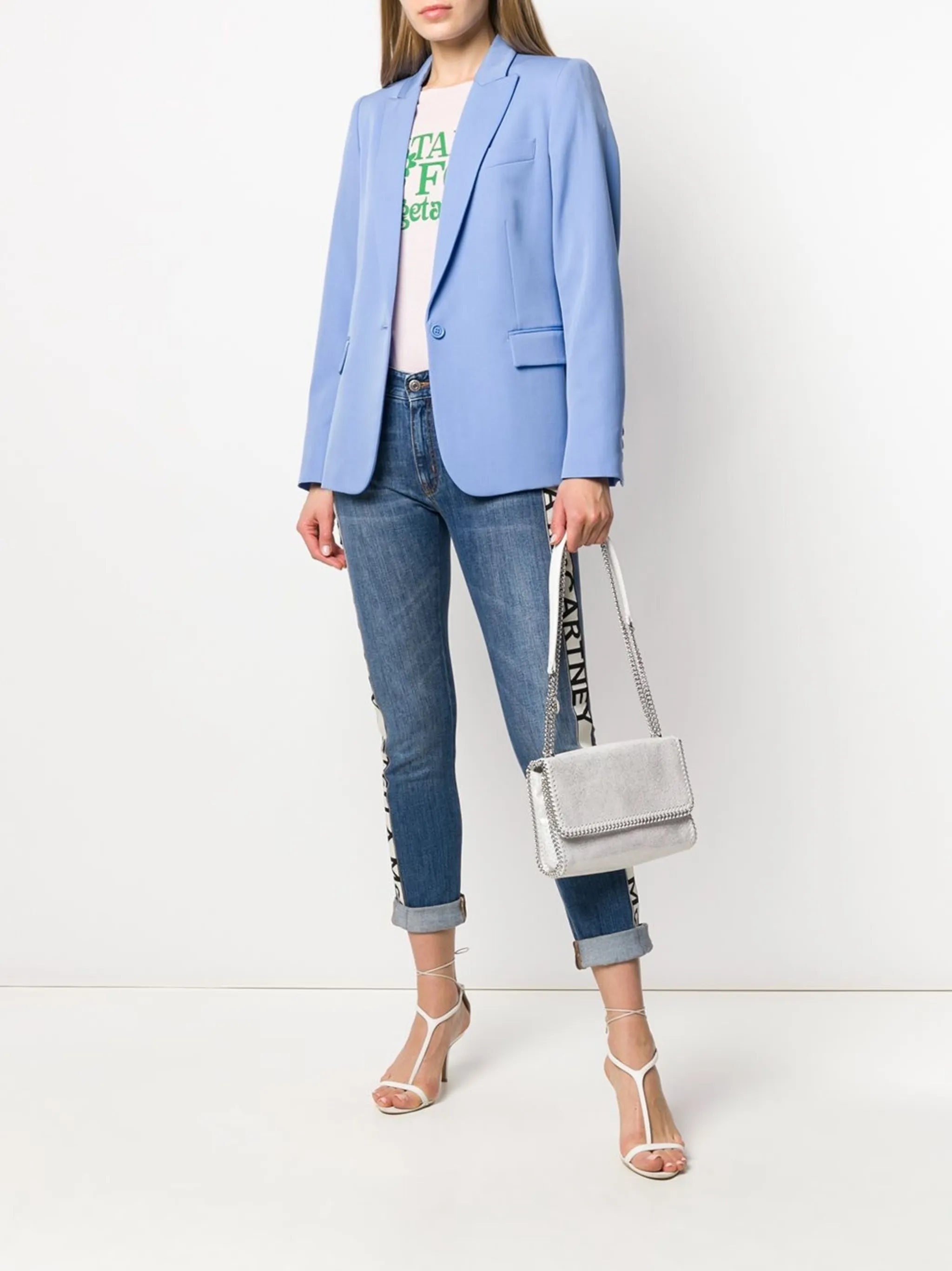 logo-stripe cropped jeans