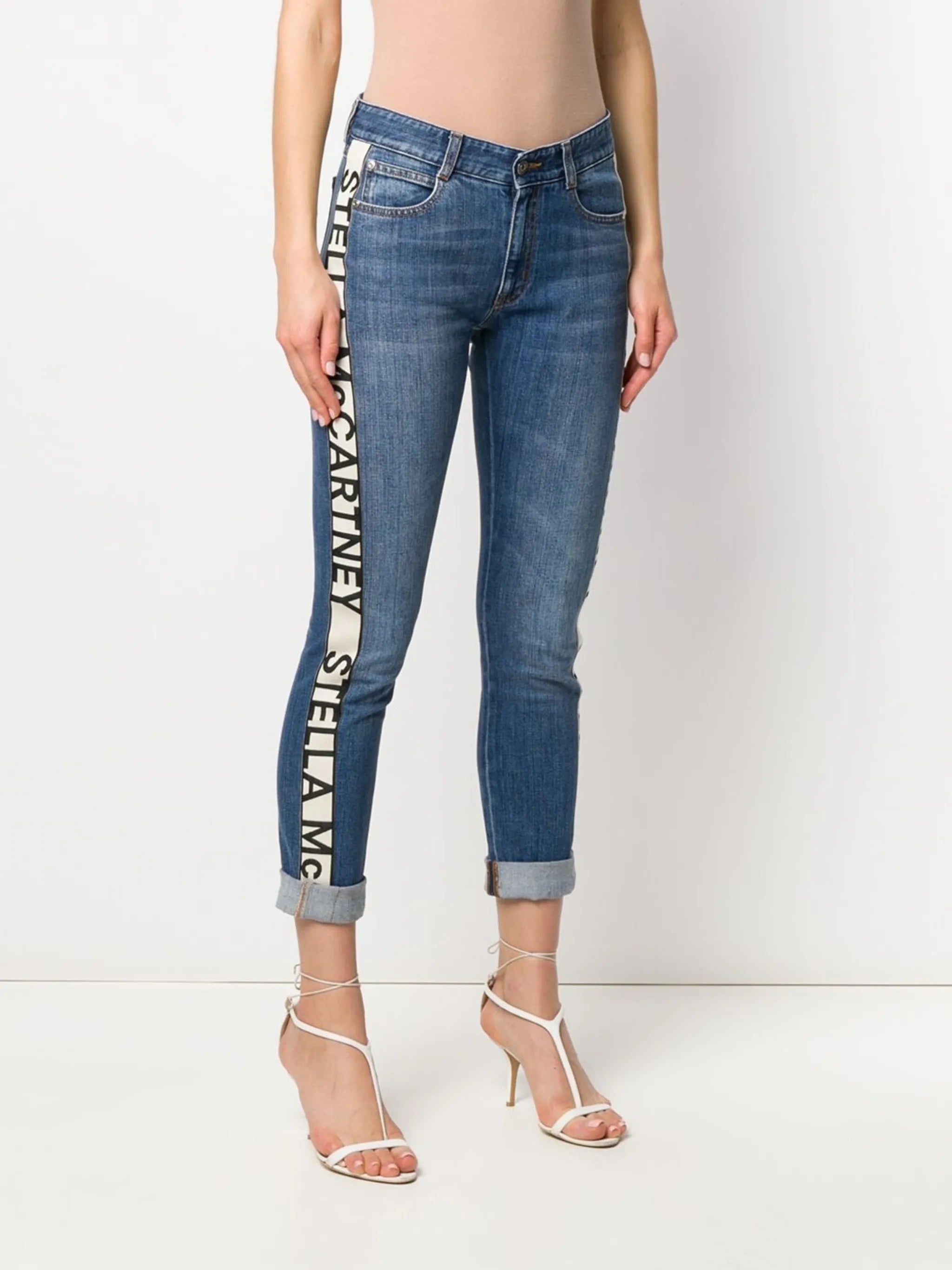 logo-stripe cropped jeans