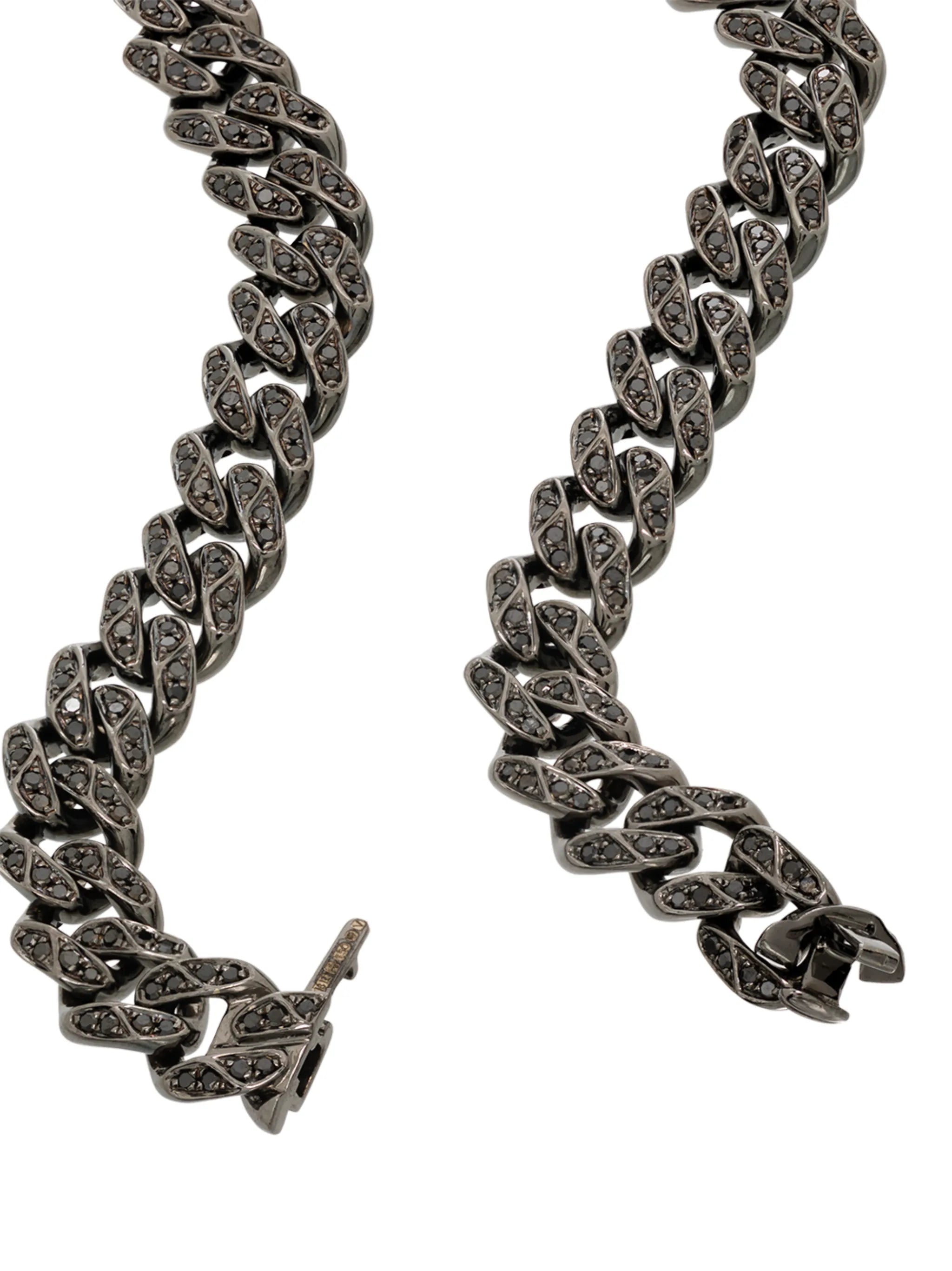 18kt black gold diamond-accents chain bracelet