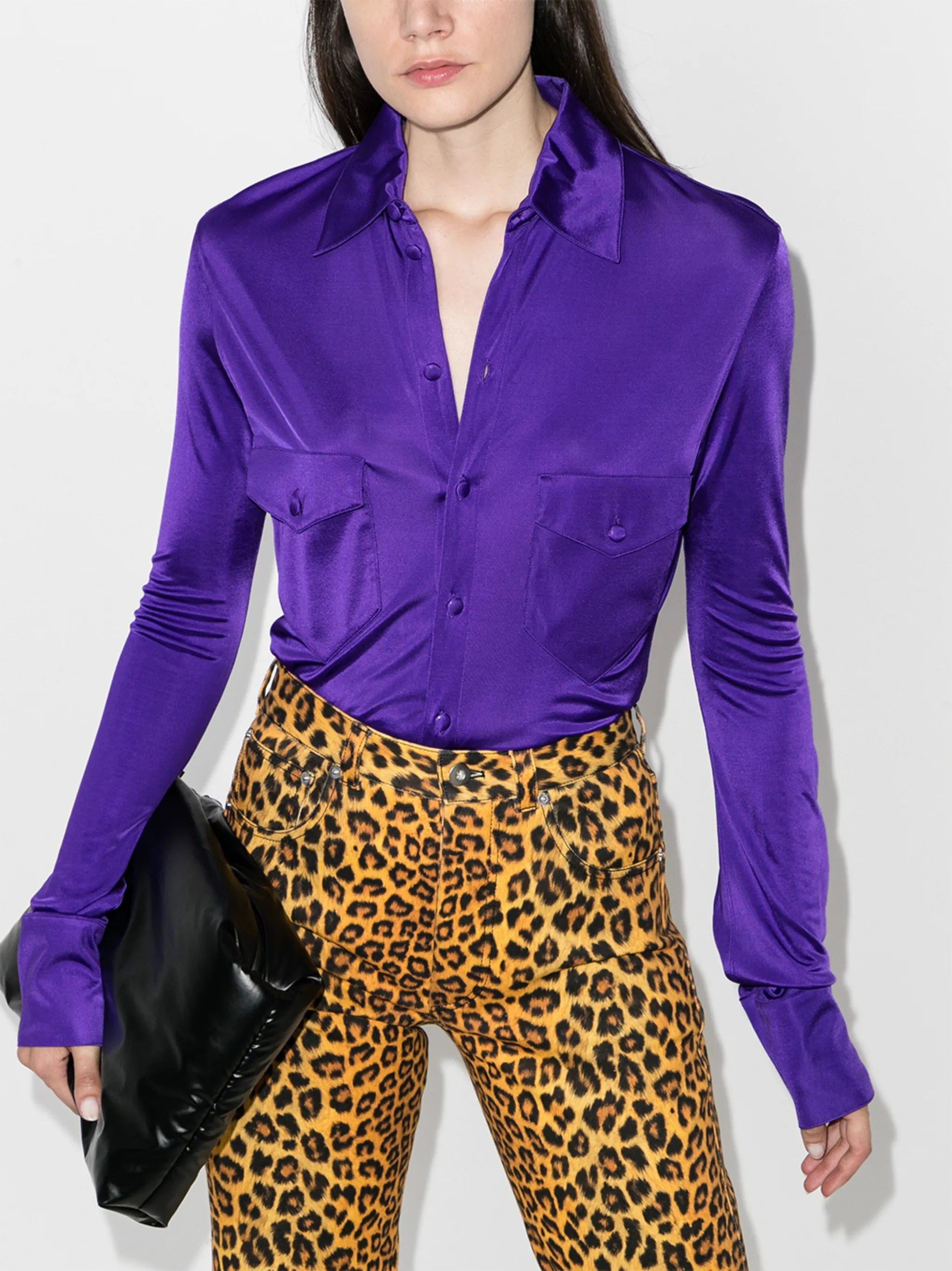 satin finish slim-fit shirt
