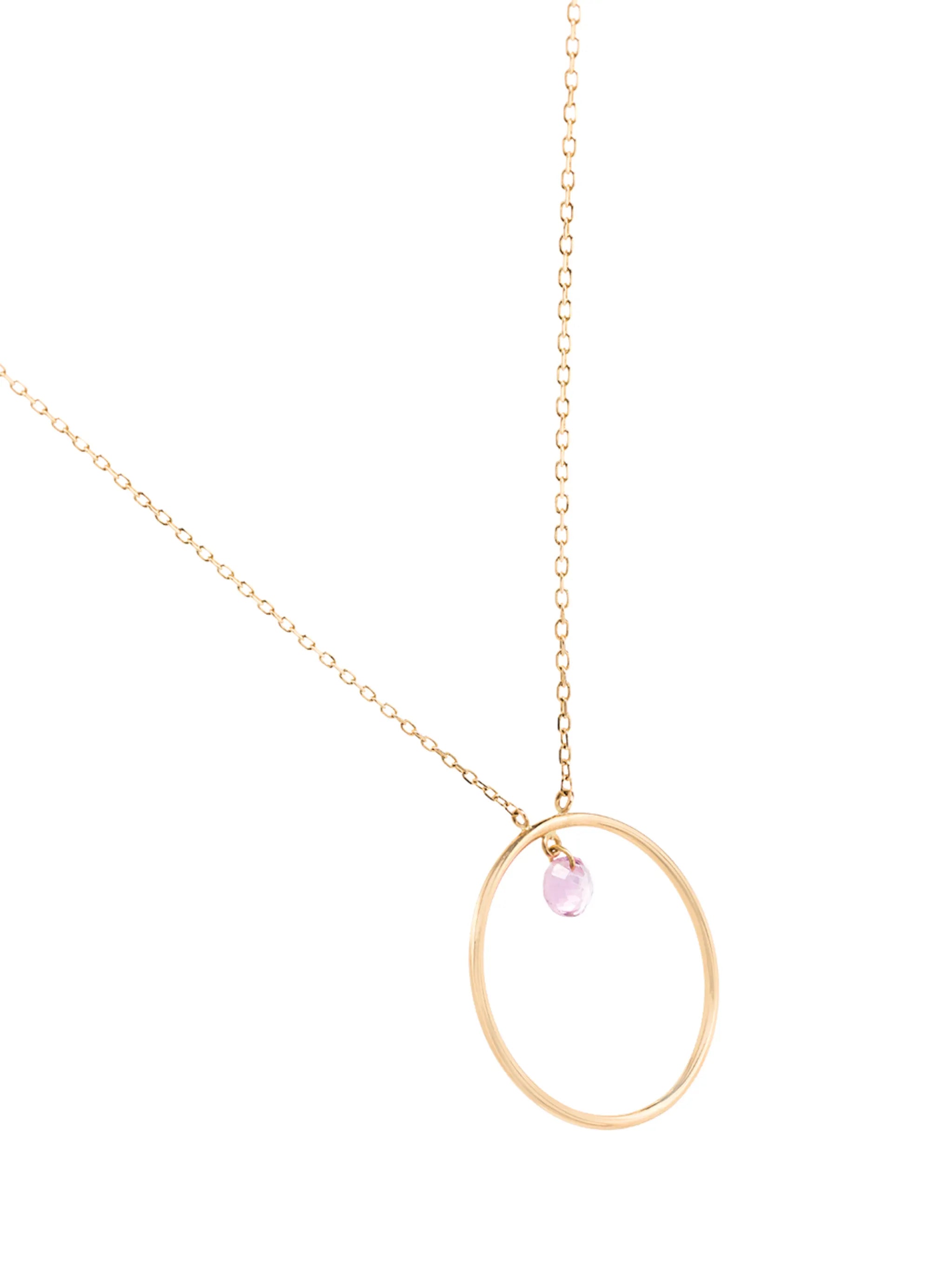 18kt yellow gold pink sapphire necklace