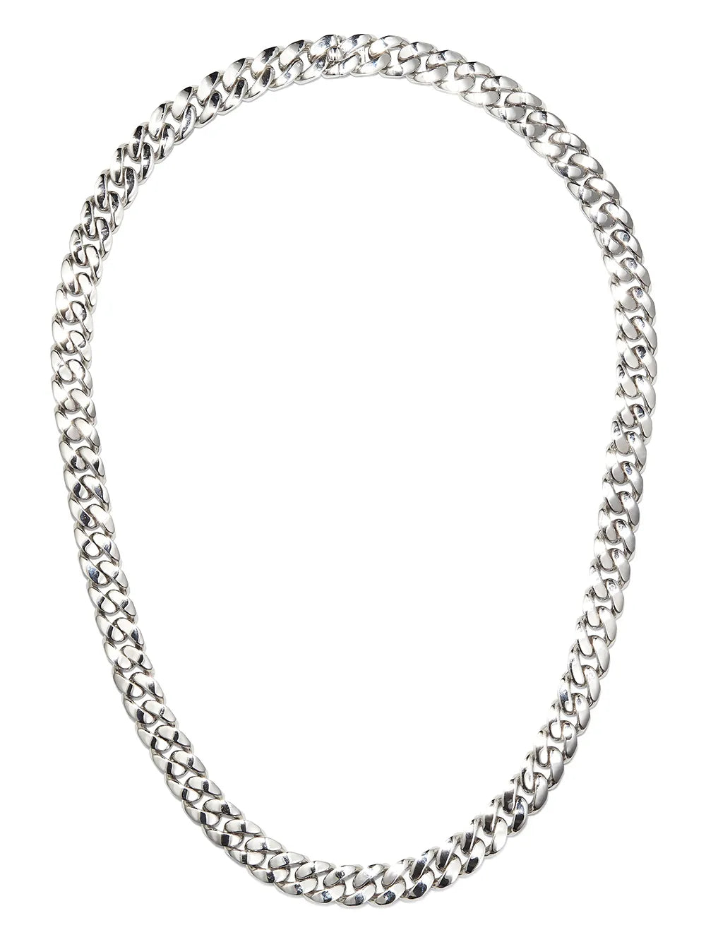 18K white gold flat link-chain necklace