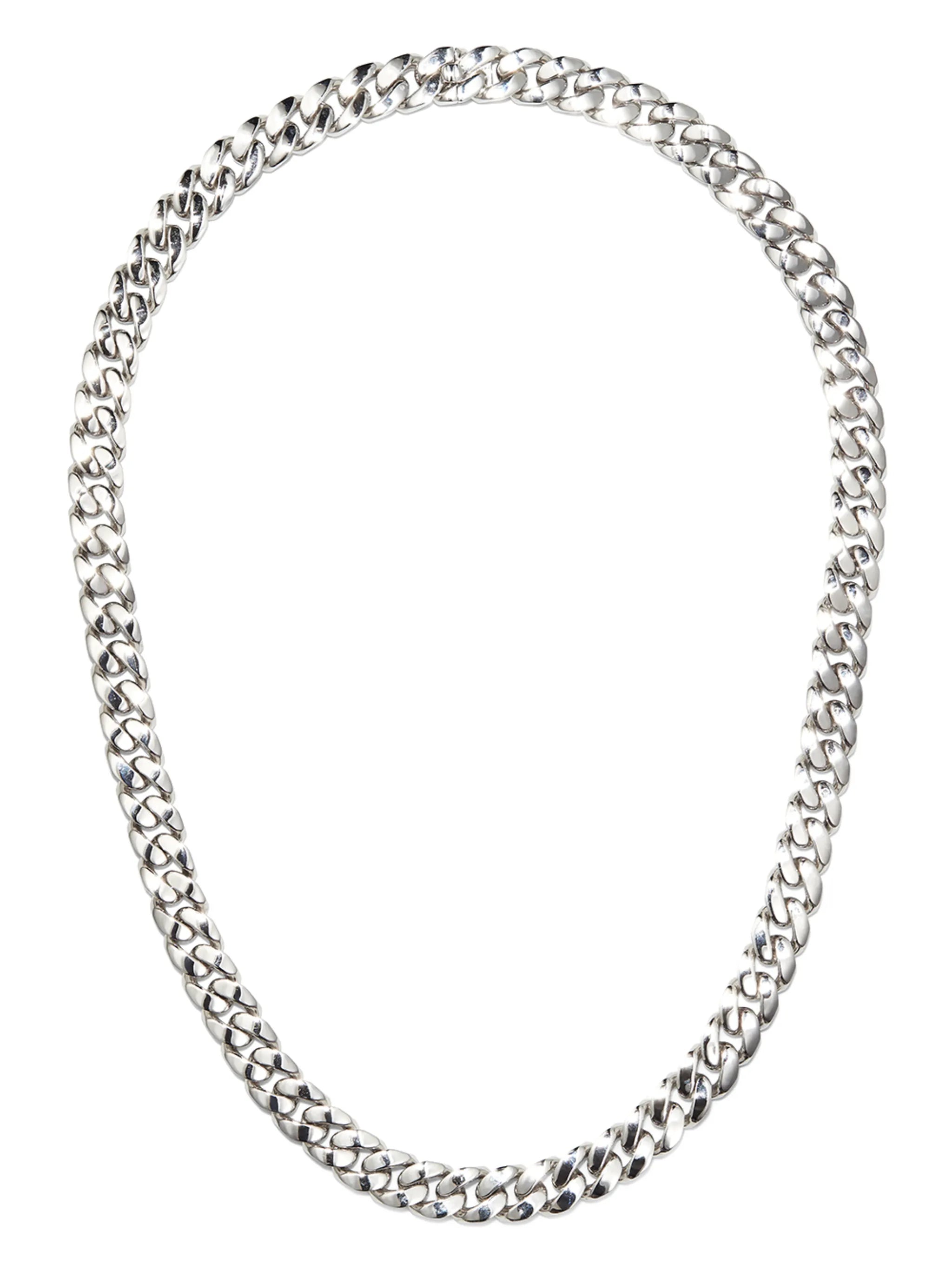 18K white gold flat link-chain necklace