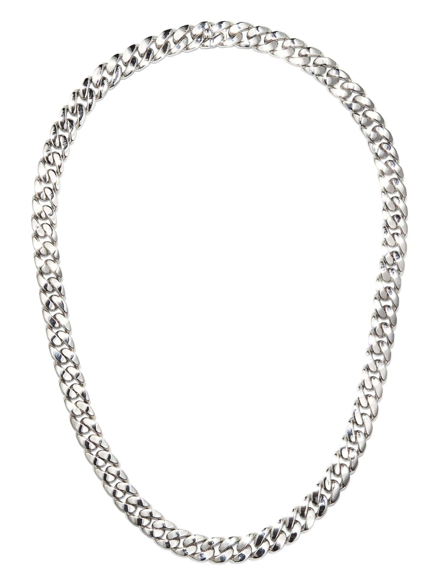 18K white gold flat link-chain necklace