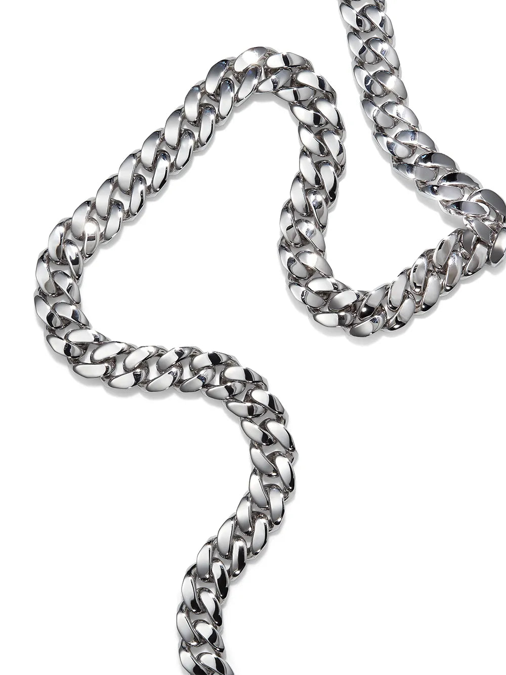 18K white gold flat link-chain necklace