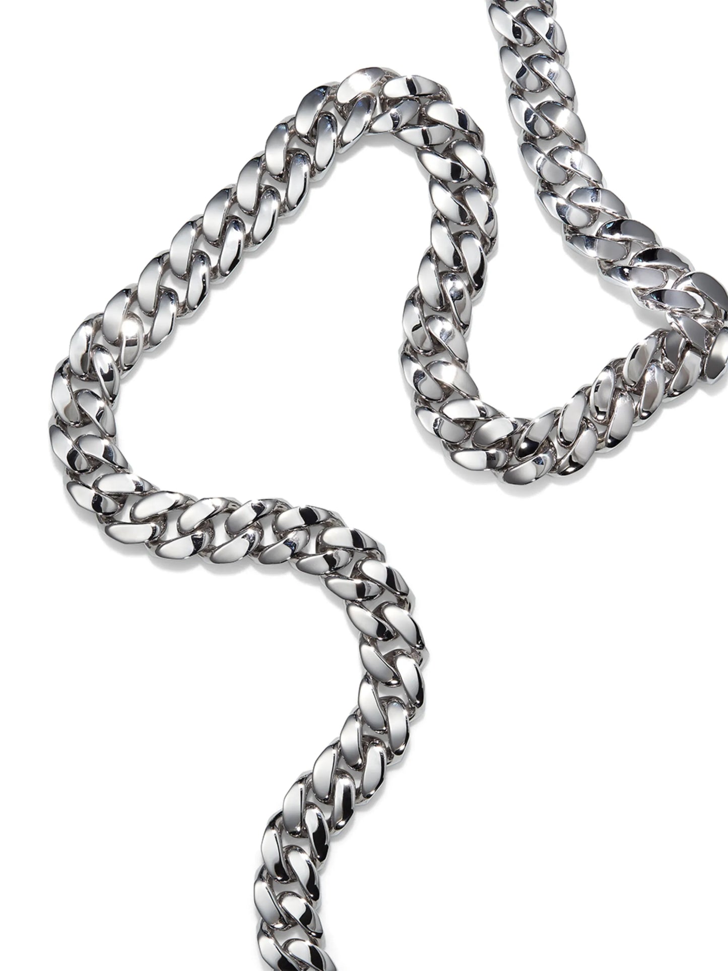 18K white gold flat link-chain necklace