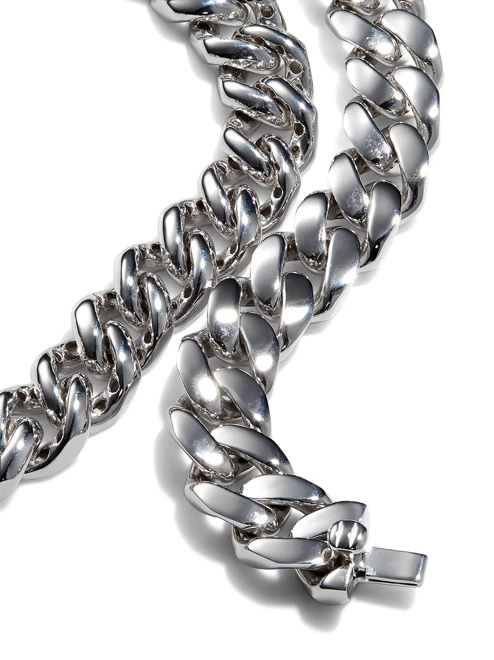 18K white gold flat link-chain necklace