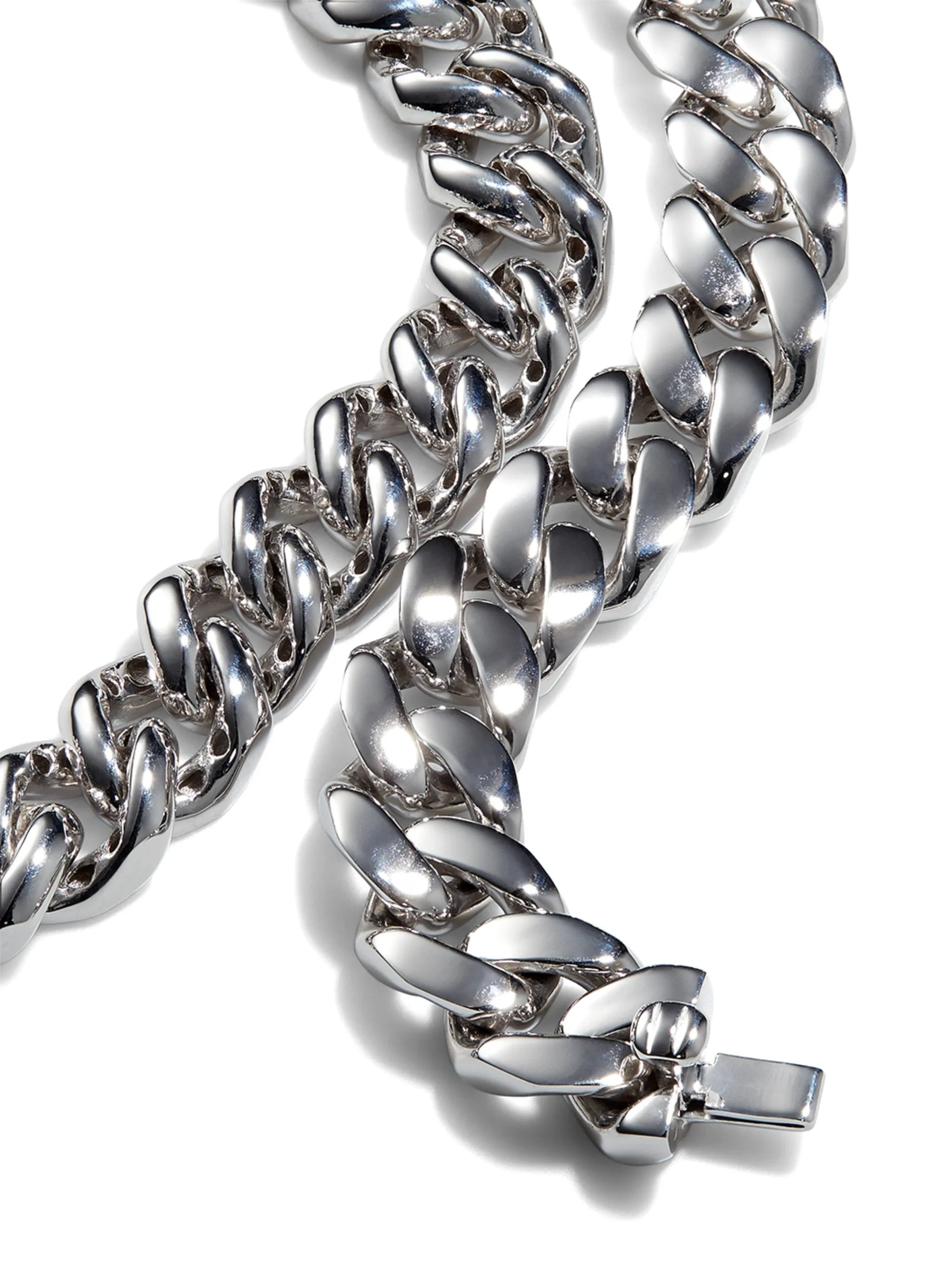 18K white gold flat link-chain necklace