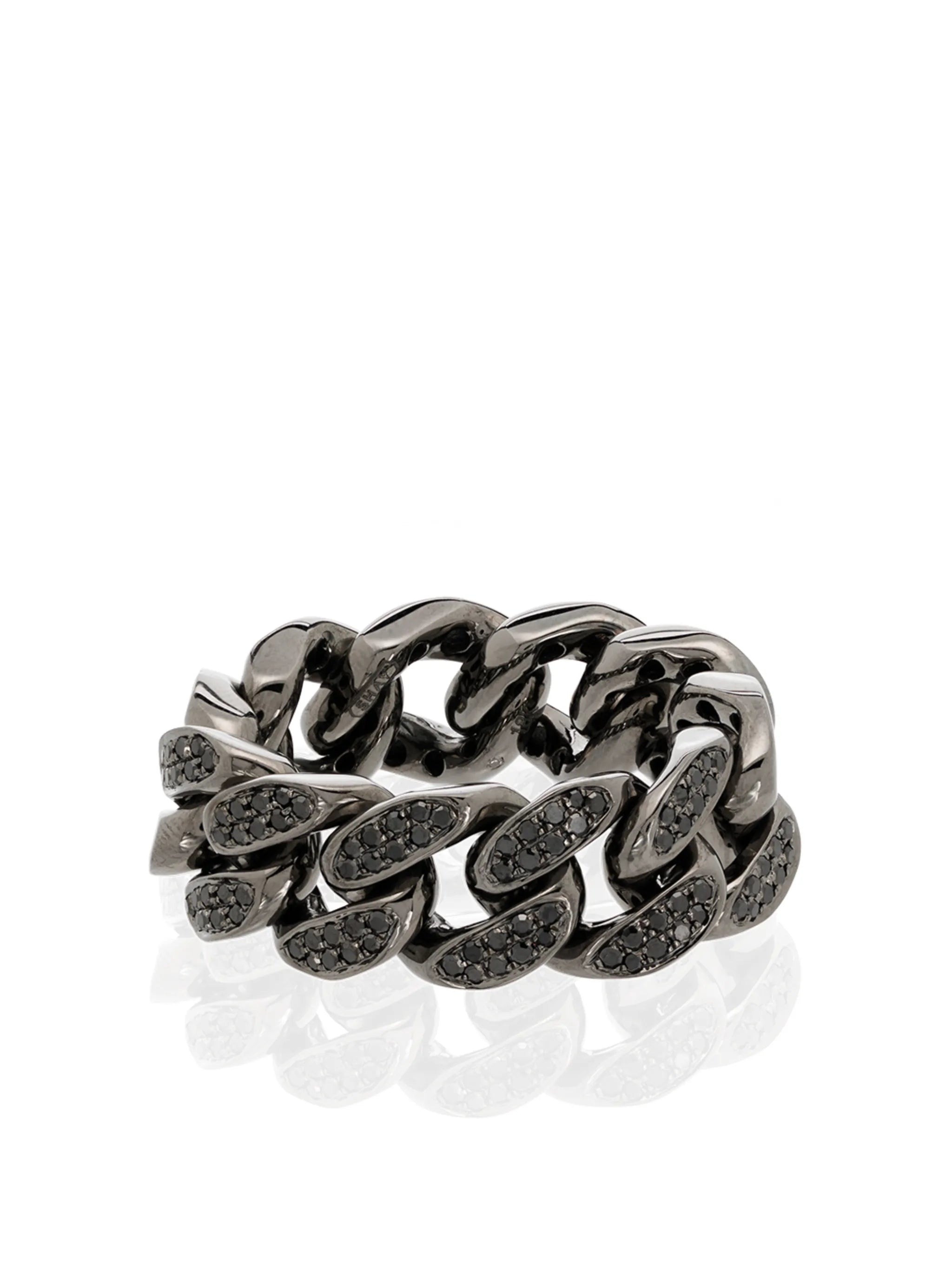 18K black gold diamond ring