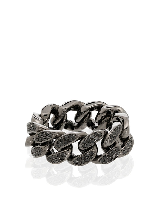 18K black gold diamond ring