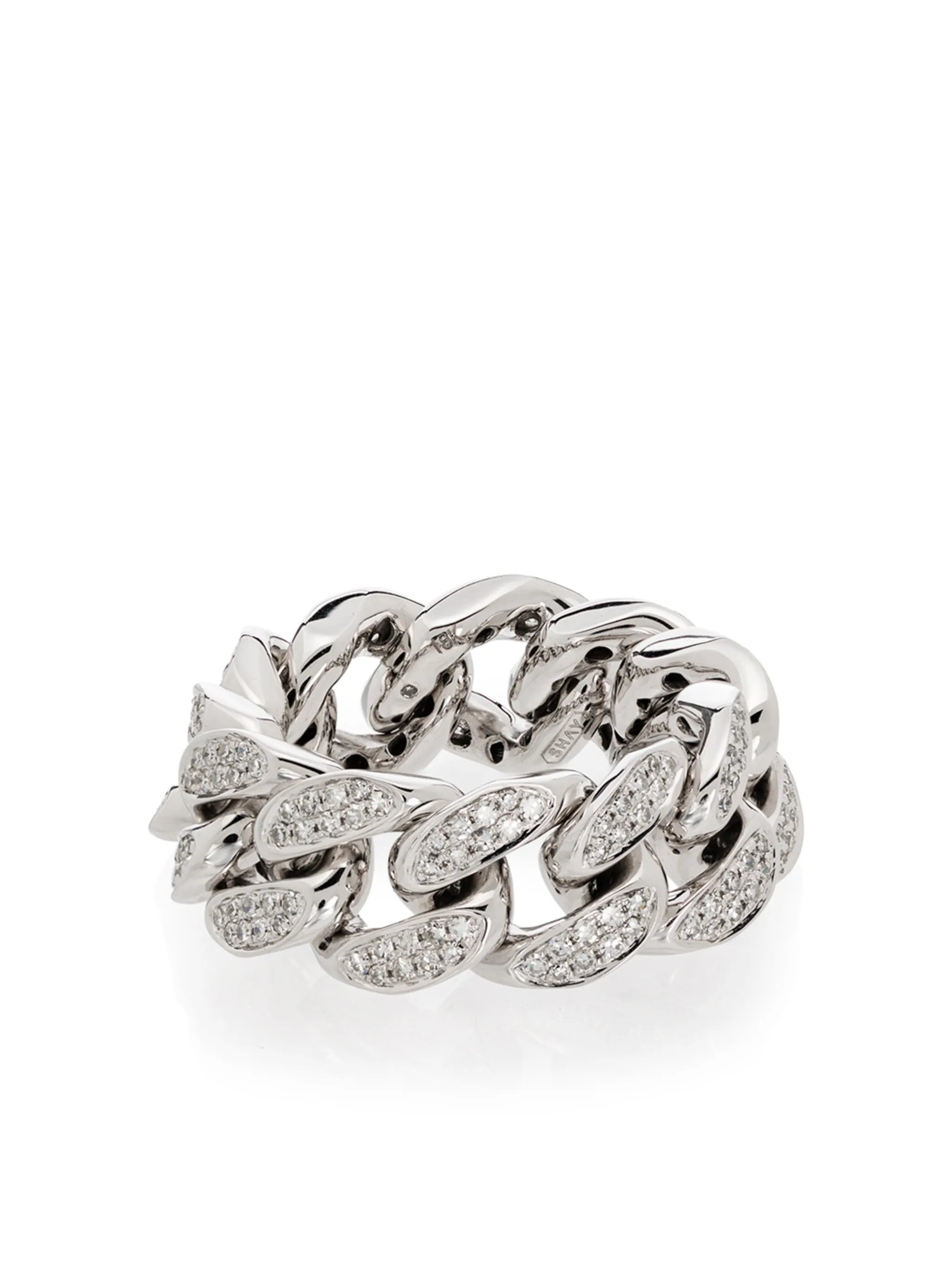 18kt white gold flat-link diamond ring