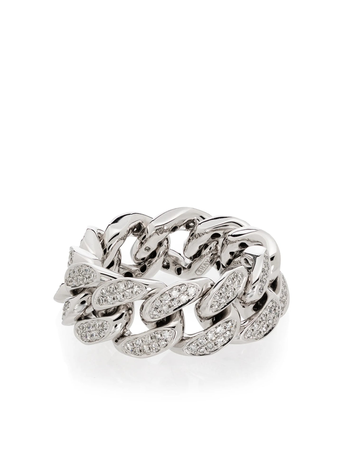 18kt white gold flat-link diamond ring