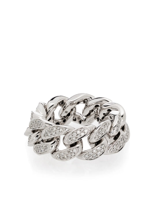 18kt white gold flat-link diamond ring