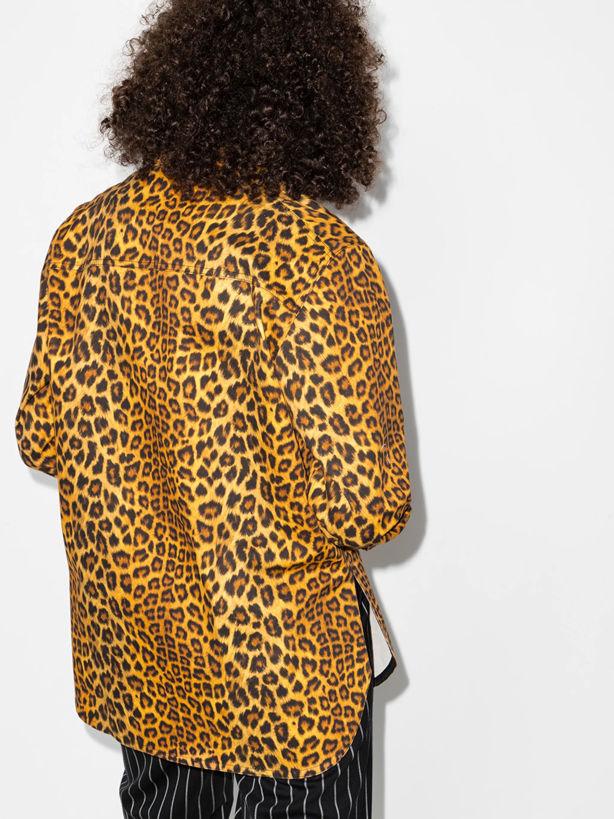leopard-print denim shirt