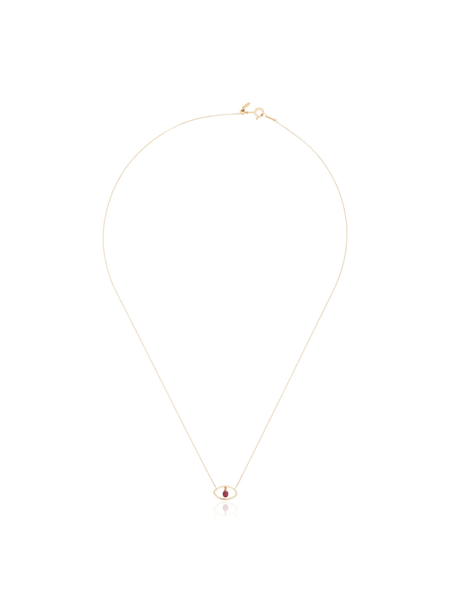 18kt yellow gold eye pendant ruby necklace