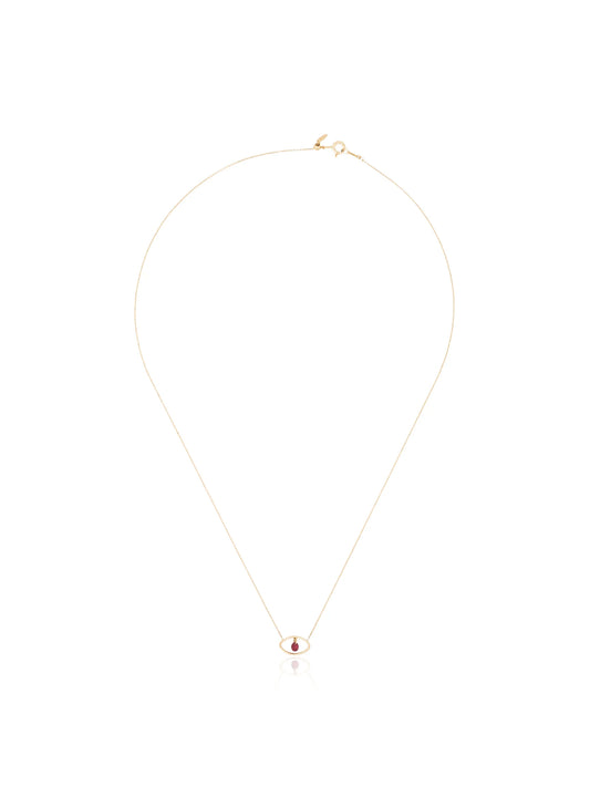 18kt yellow gold eye pendant ruby necklace