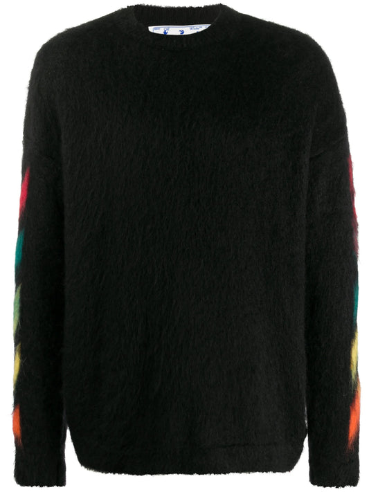 Arrows print brushed-effect jumper