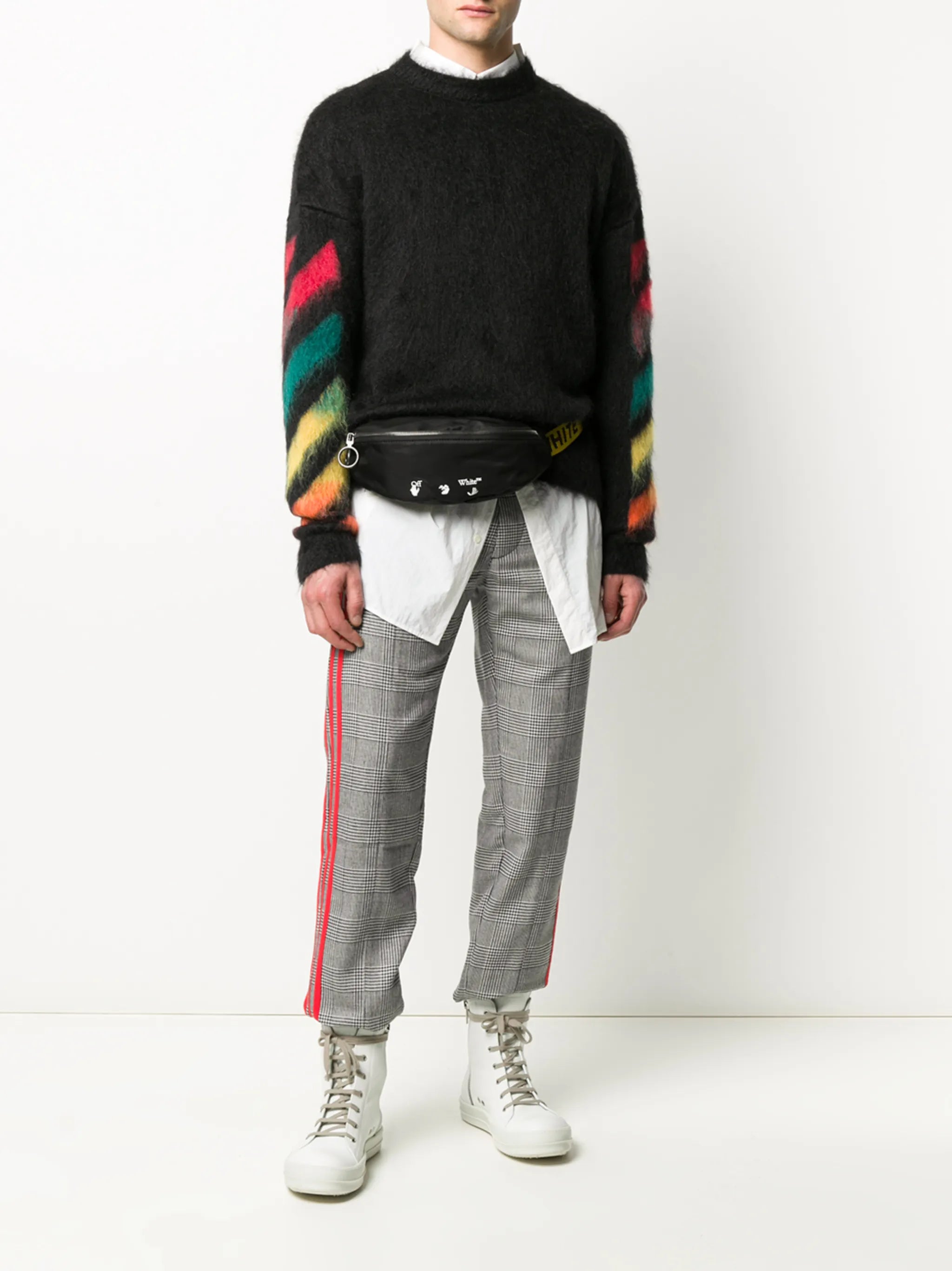 Arrows print brushed-effect jumper
