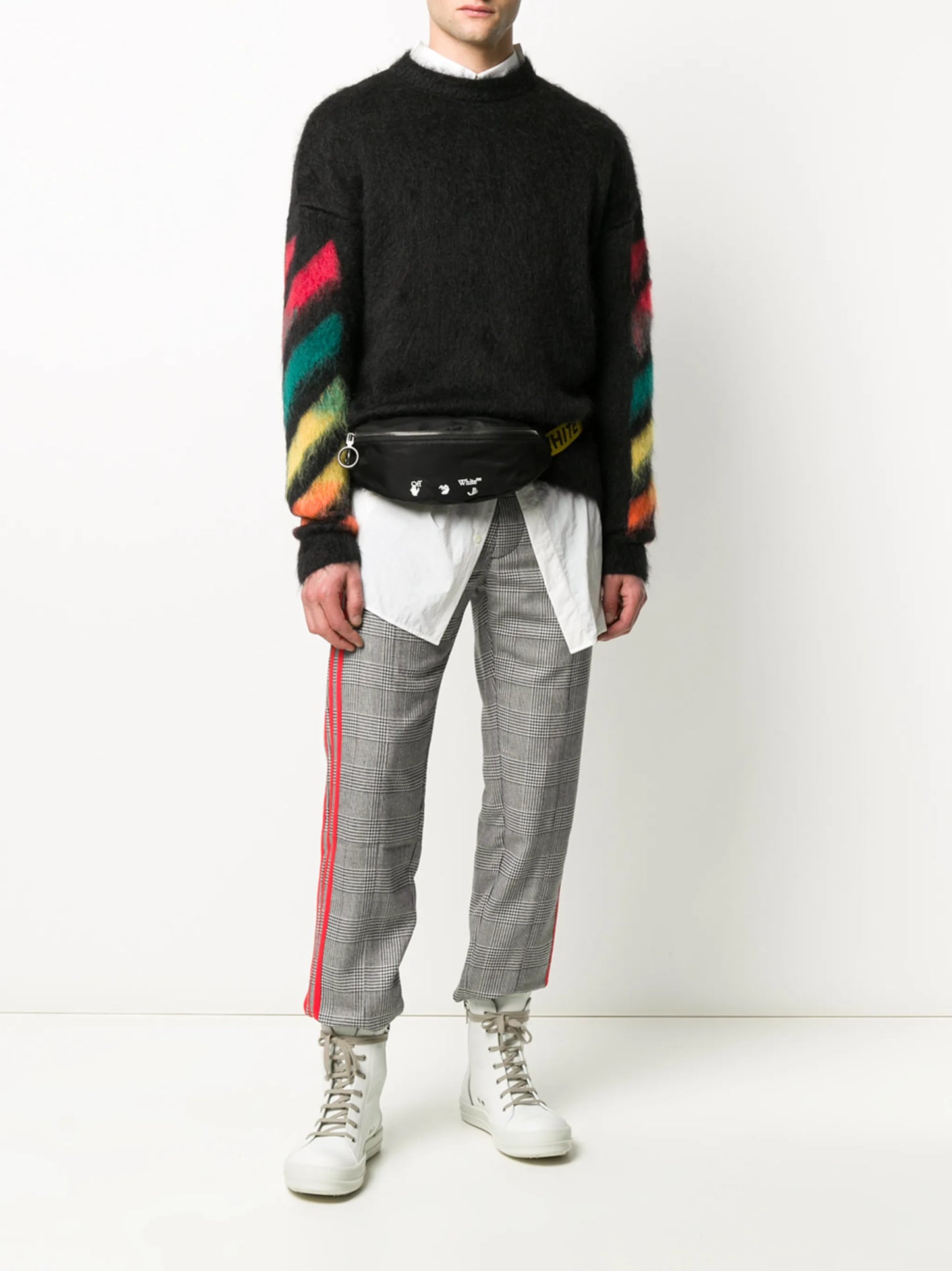 Arrows print brushed-effect jumper