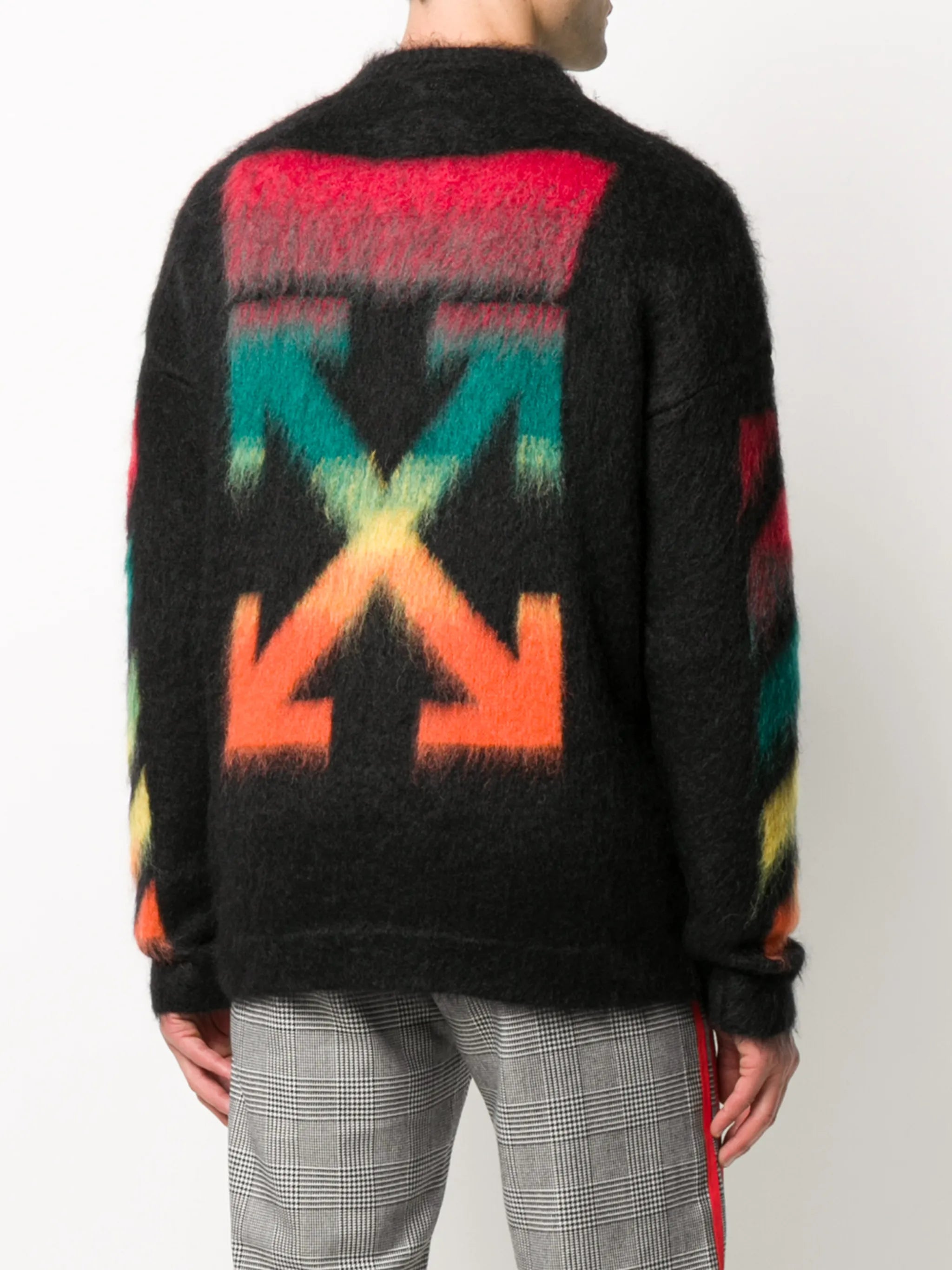 Arrows print brushed-effect jumper