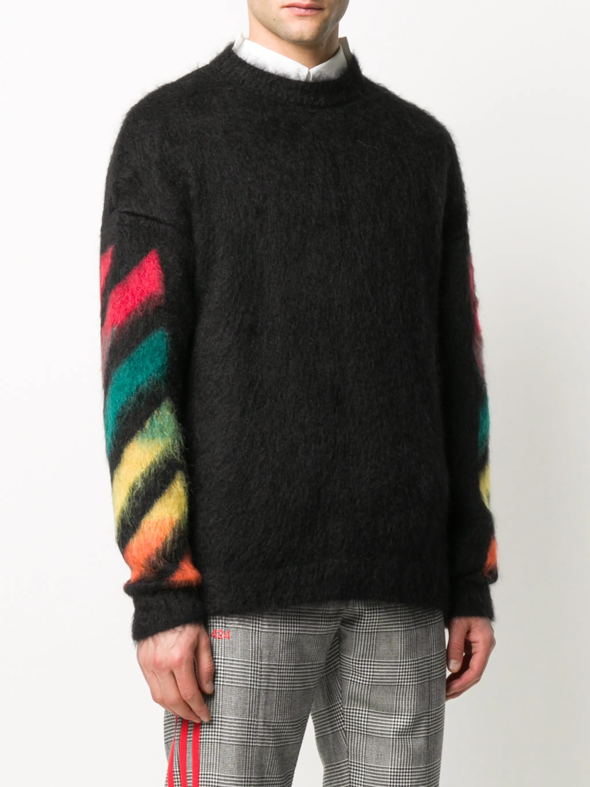 Arrows print brushed-effect jumper