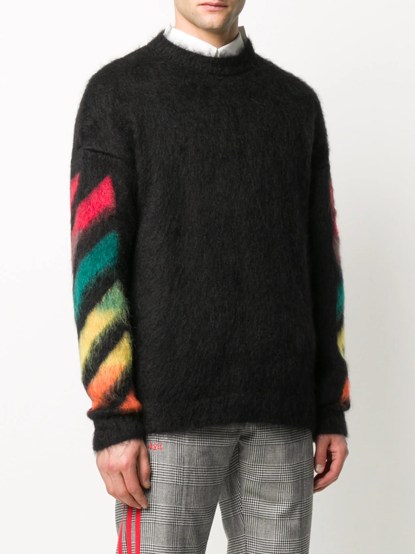 Arrows print brushed-effect jumper