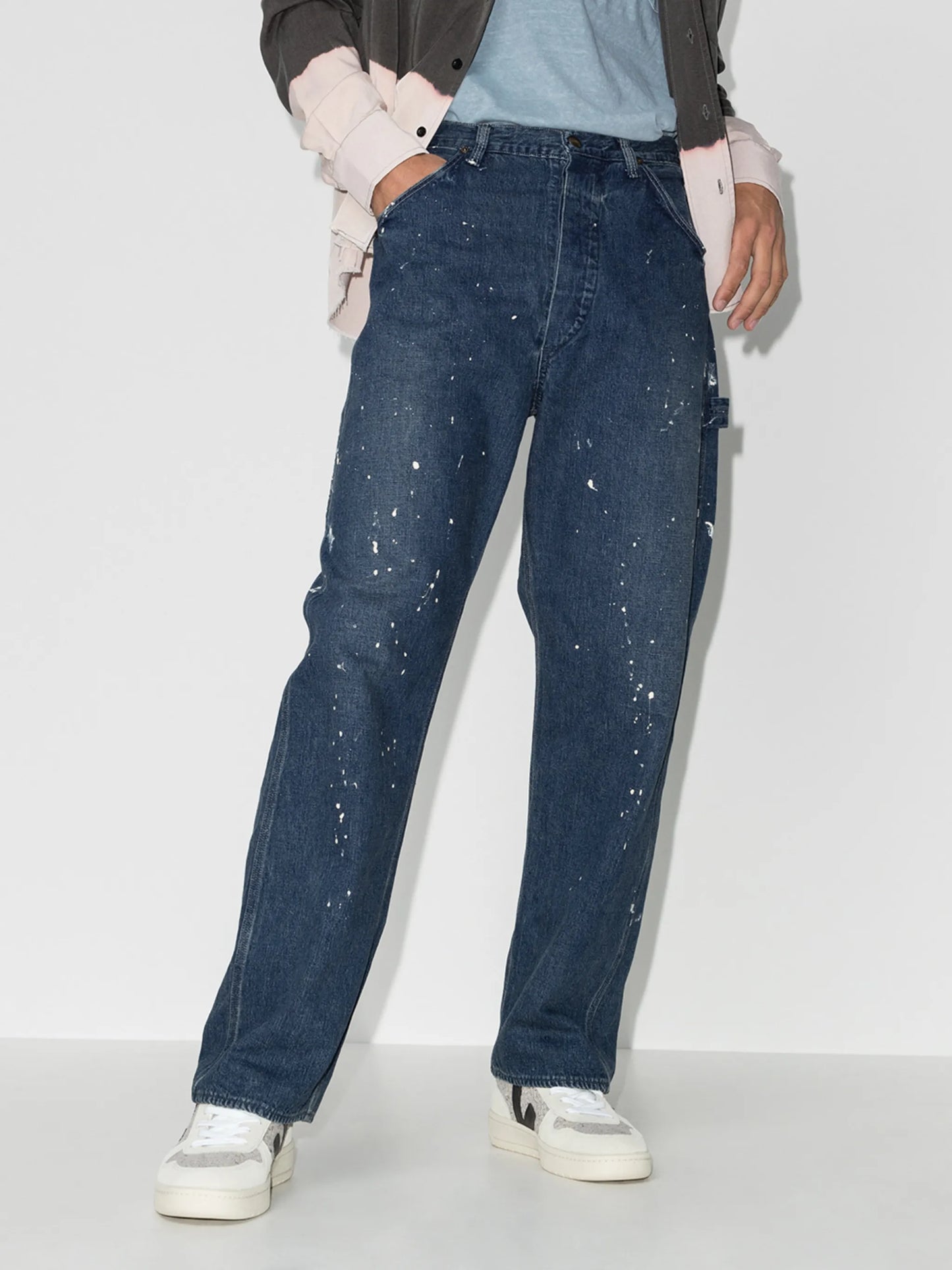 paint splatter straight-leg jeans