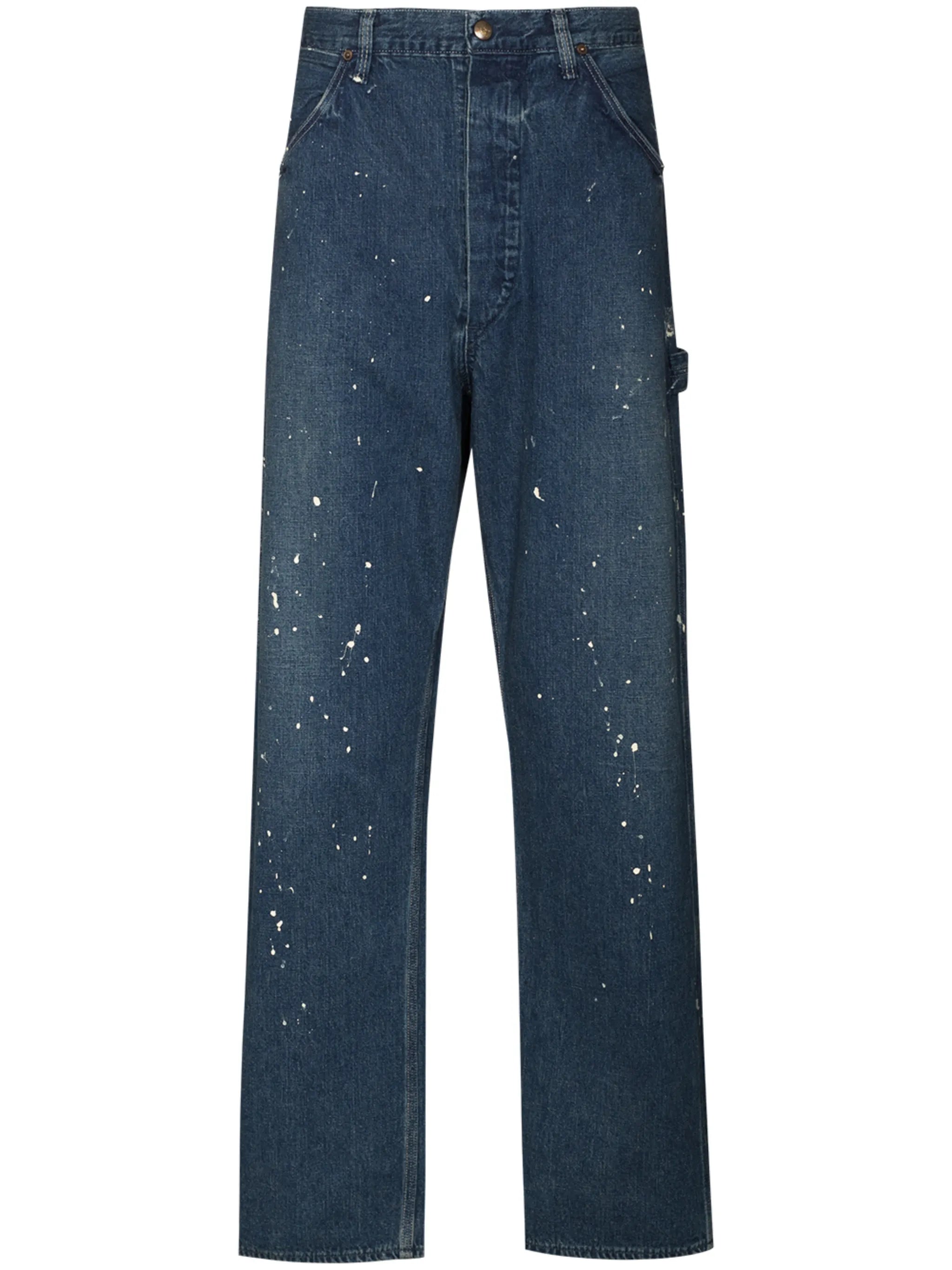 paint splatter straight-leg jeans