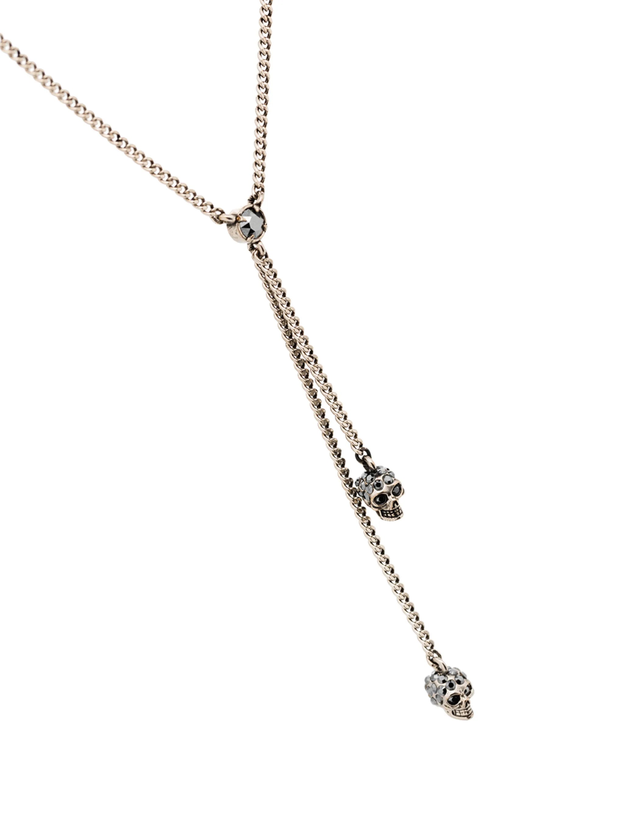 double-wrap skull necklace