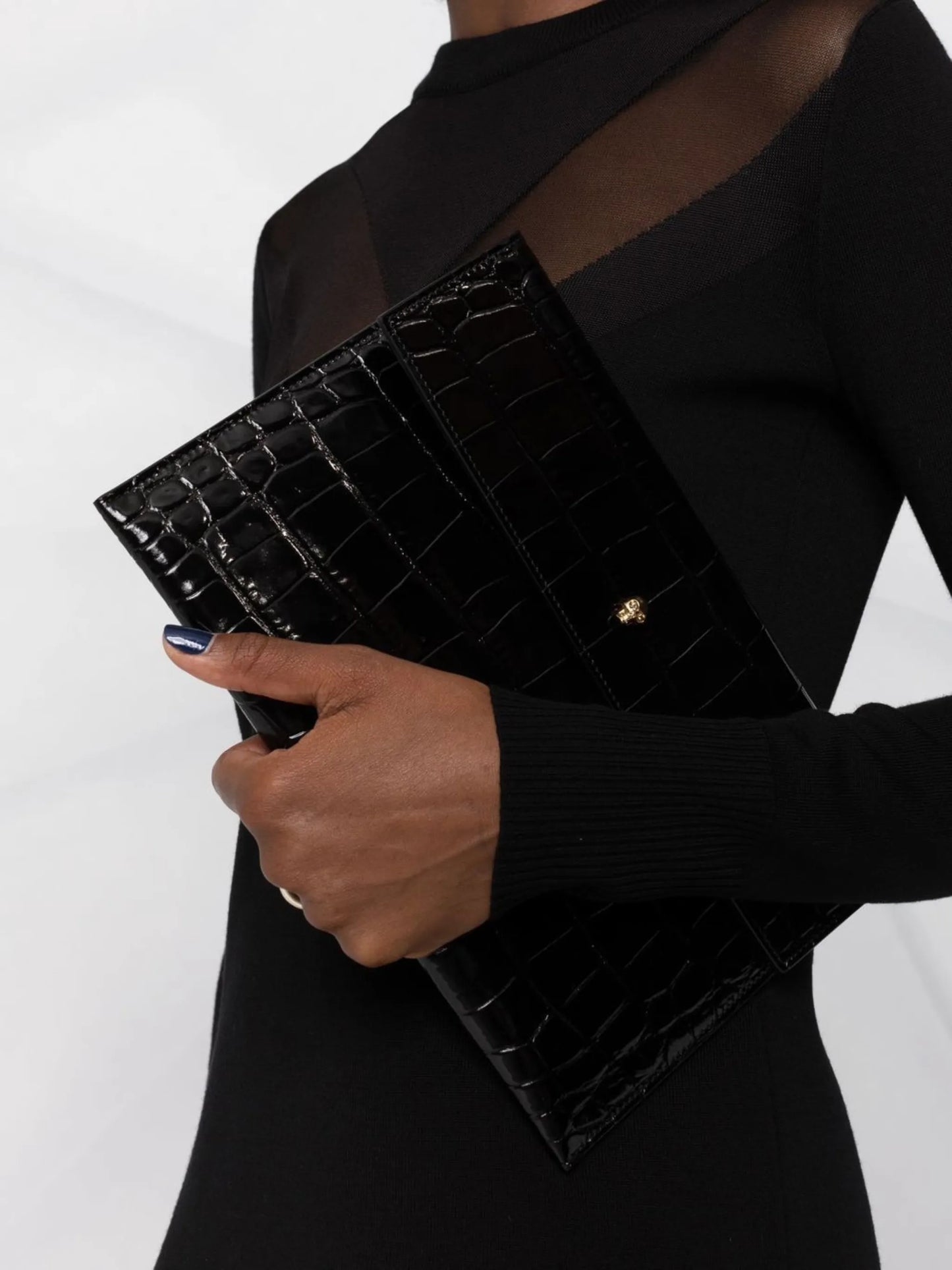 croc effect envelope clutch bag